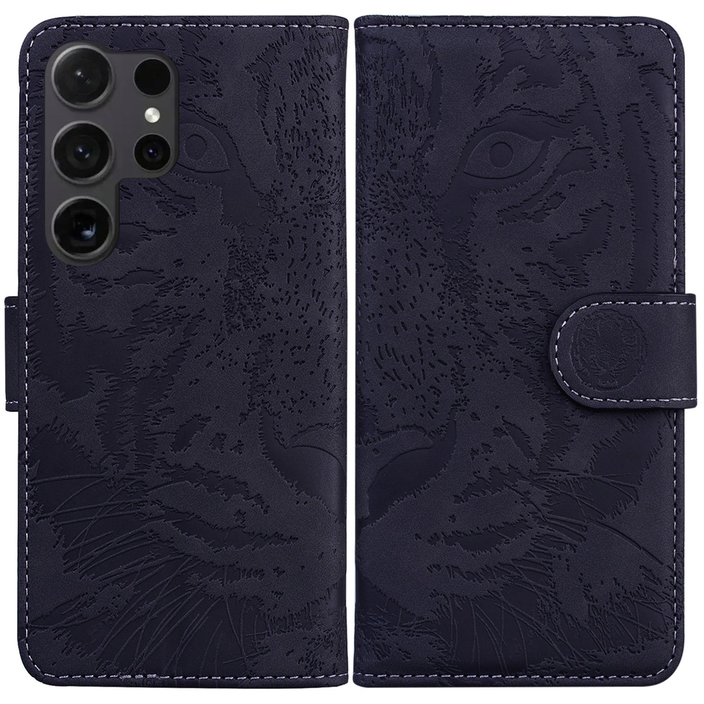 PU Leather Case for Samsung Galaxy S24 Ultra Dustproof Wallet Cell Phone Cover - Black