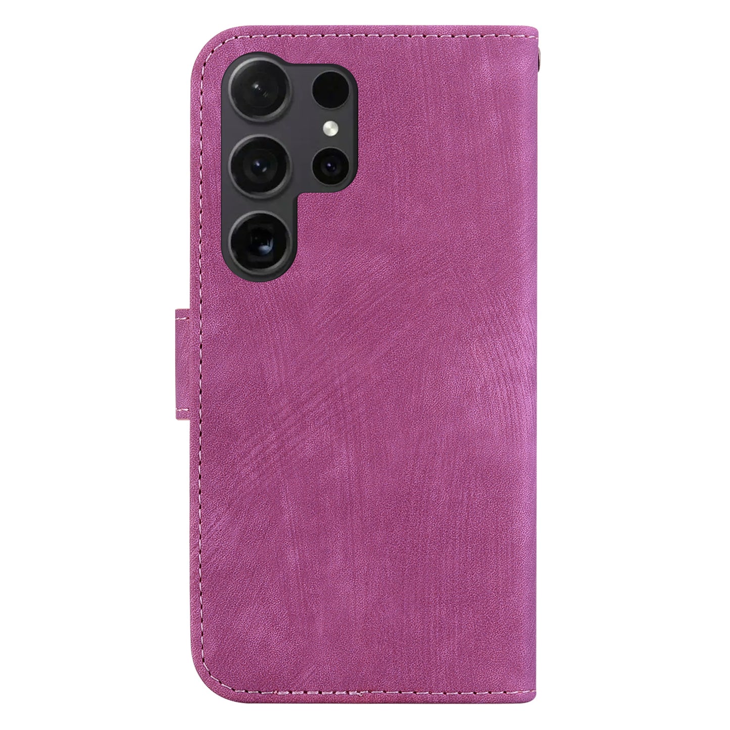 For Samsung Galaxy S24 Ultra Case Lovely Tiger Imprinted PU Leather Flip Cell Phone Cover - Rose