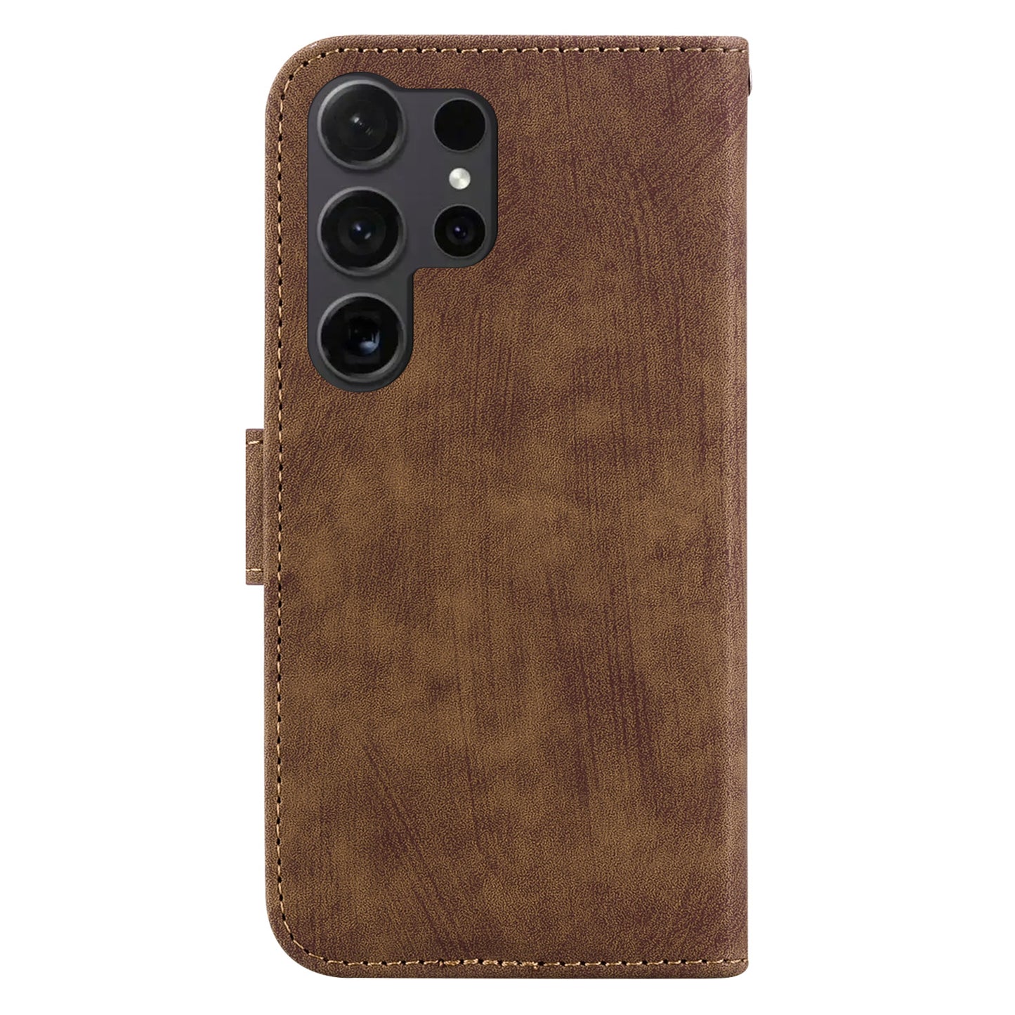 For Samsung Galaxy S24 Ultra Case Lovely Tiger Imprinted PU Leather Flip Cell Phone Cover - Brown