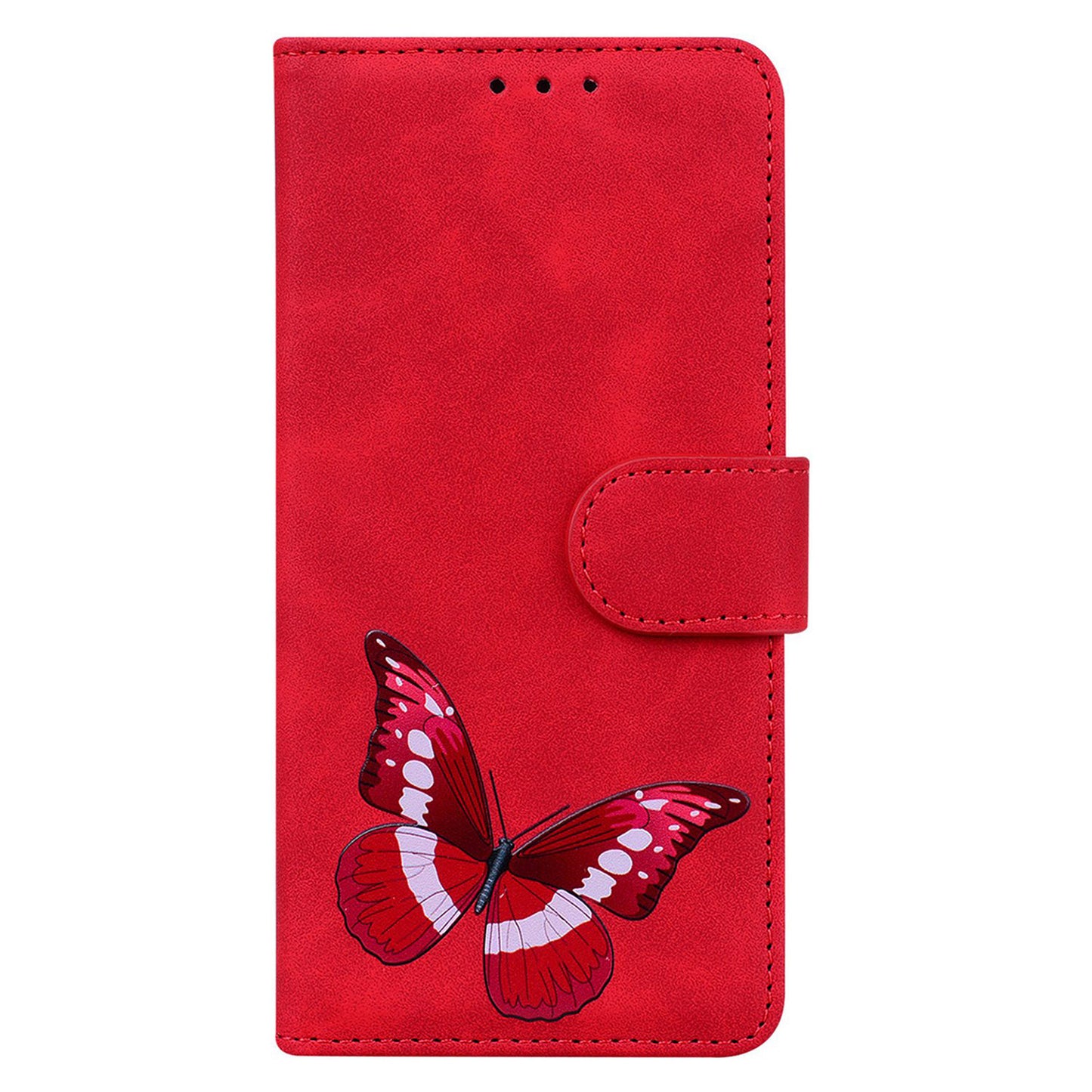 For Samsung Galaxy S24 Ultra Case Leather Butterfly Printing Wallet Phone Stand Cover - Red