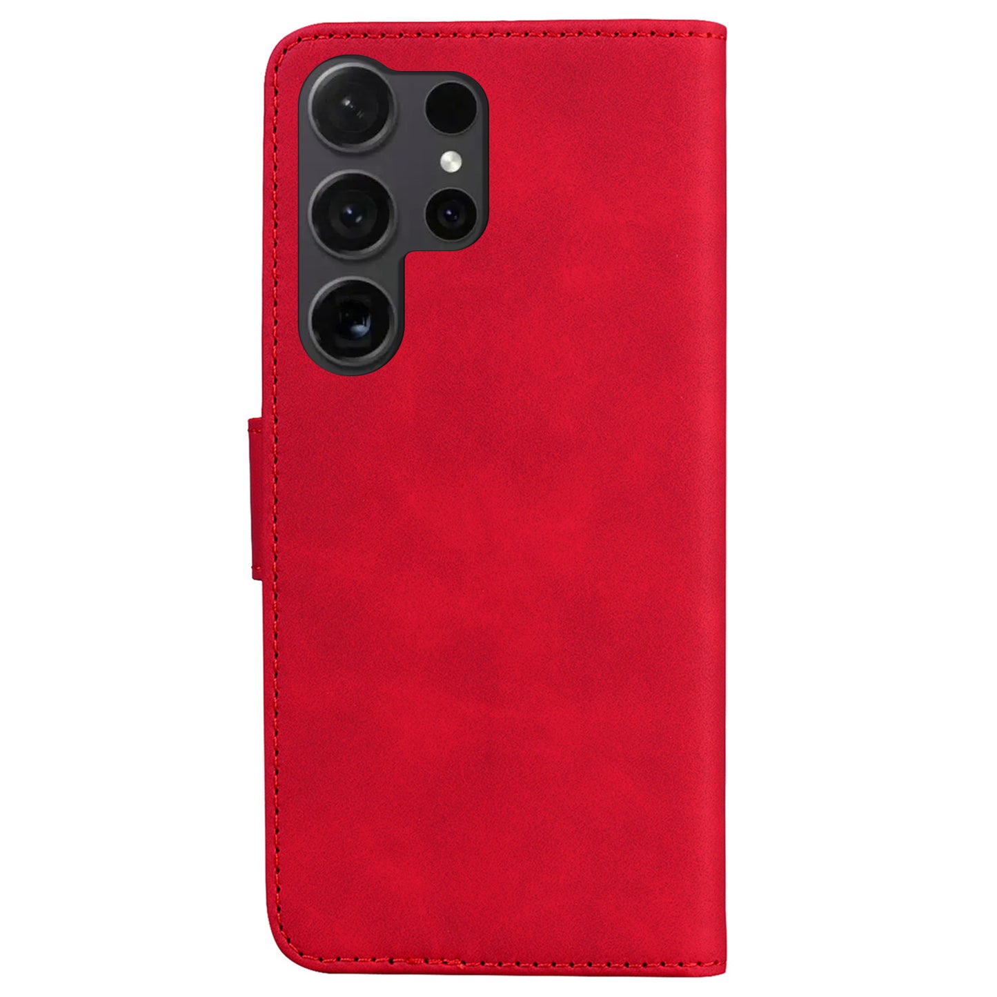 For Samsung Galaxy S24 Ultra Case Leather Butterfly Printing Wallet Phone Stand Cover - Red