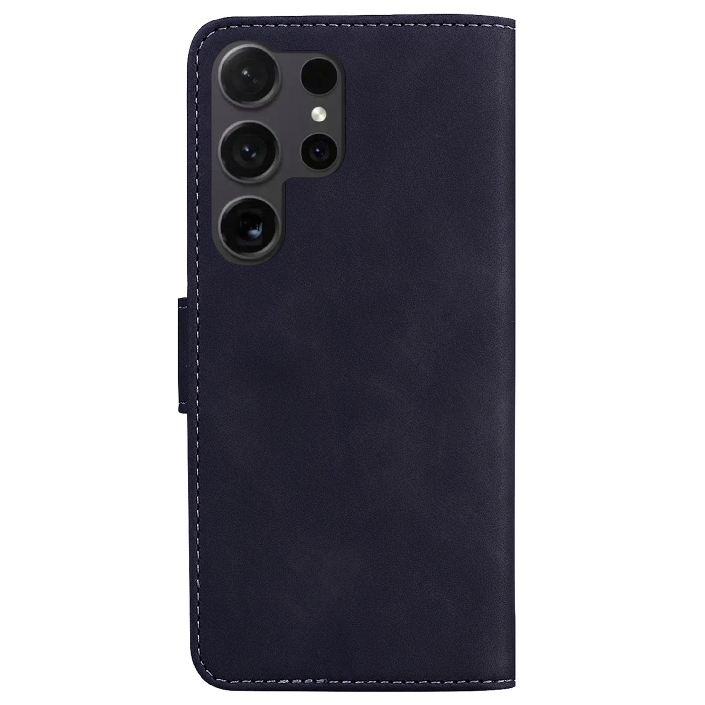 For Samsung Galaxy S24 Ultra Solid Color Mobile Phone Cover Case PU Leather Phone Shell Wallet - Black