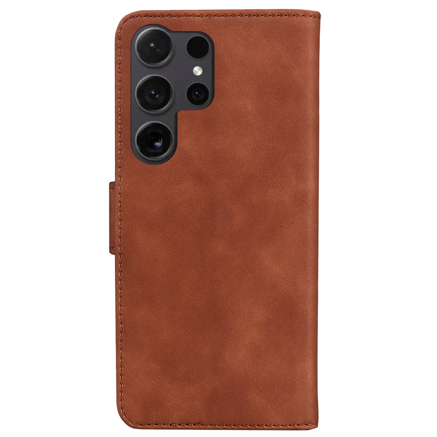 For Samsung Galaxy S24 Ultra Solid Color Mobile Phone Cover Case PU Leather Phone Shell Wallet - Brown