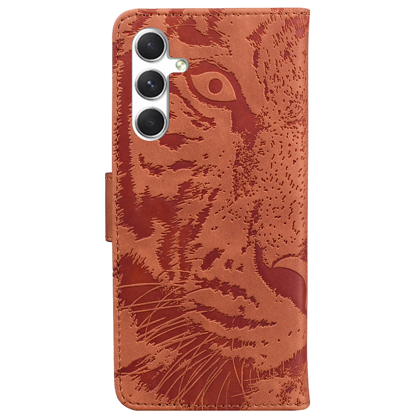 Anti-Scratch Phone Shell for Samsung Galaxy S24 Case Dustproof Wallet Cell Phone Cover - Brown
