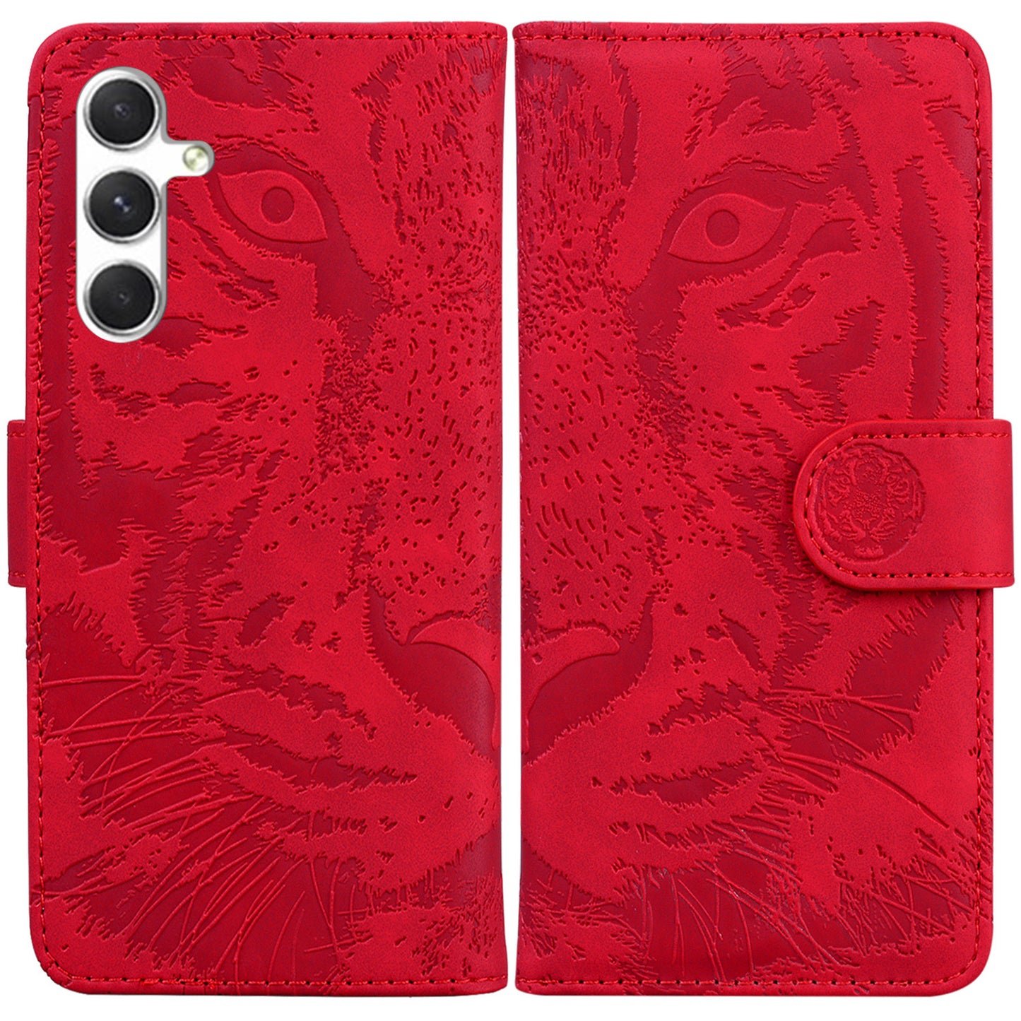 Anti-Scratch Phone Shell for Samsung Galaxy S24 Case Dustproof Wallet Cell Phone Cover - Red