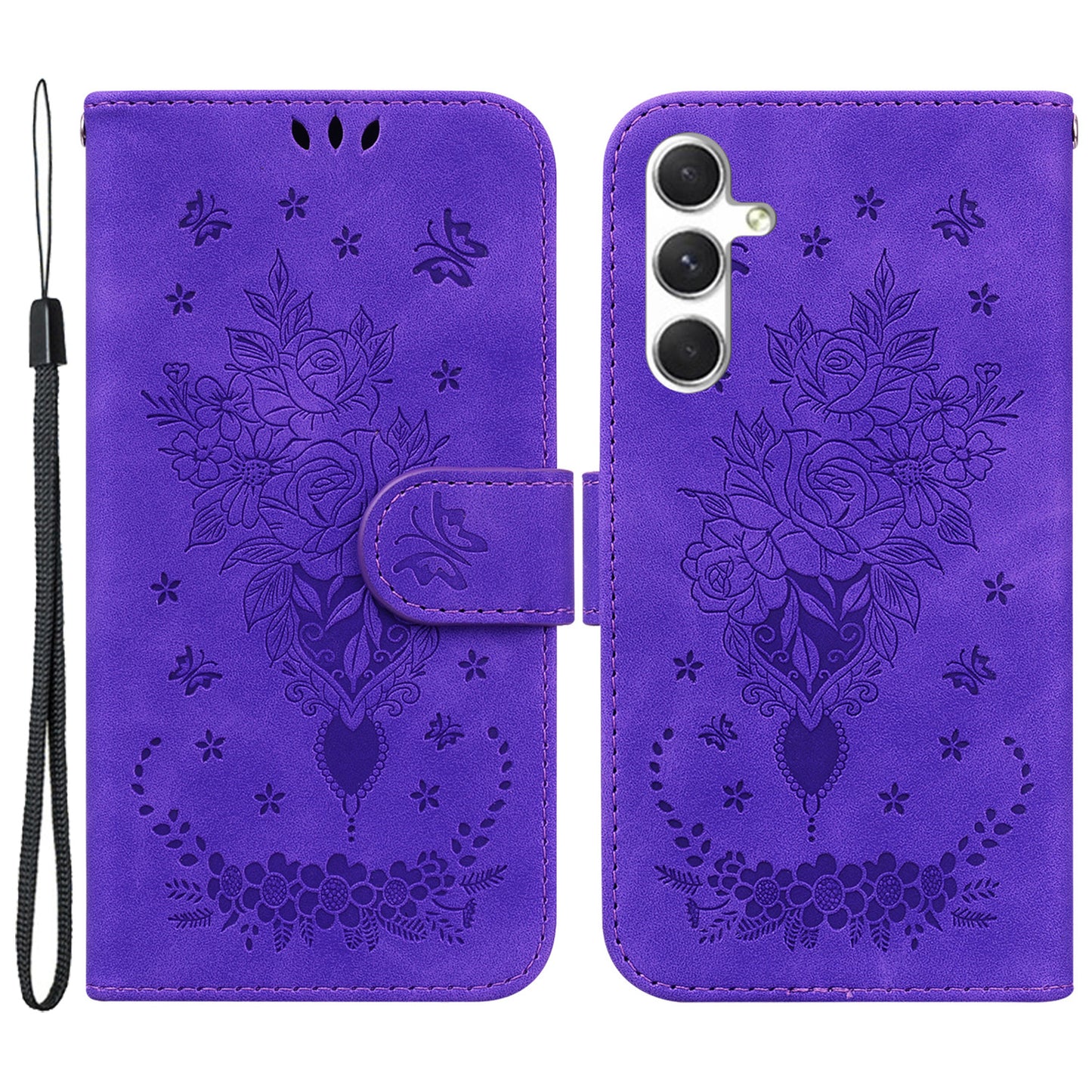 For Samsung Galaxy S24+ Phone Case Shockproof Full Protection PU Leather Cover - Purple