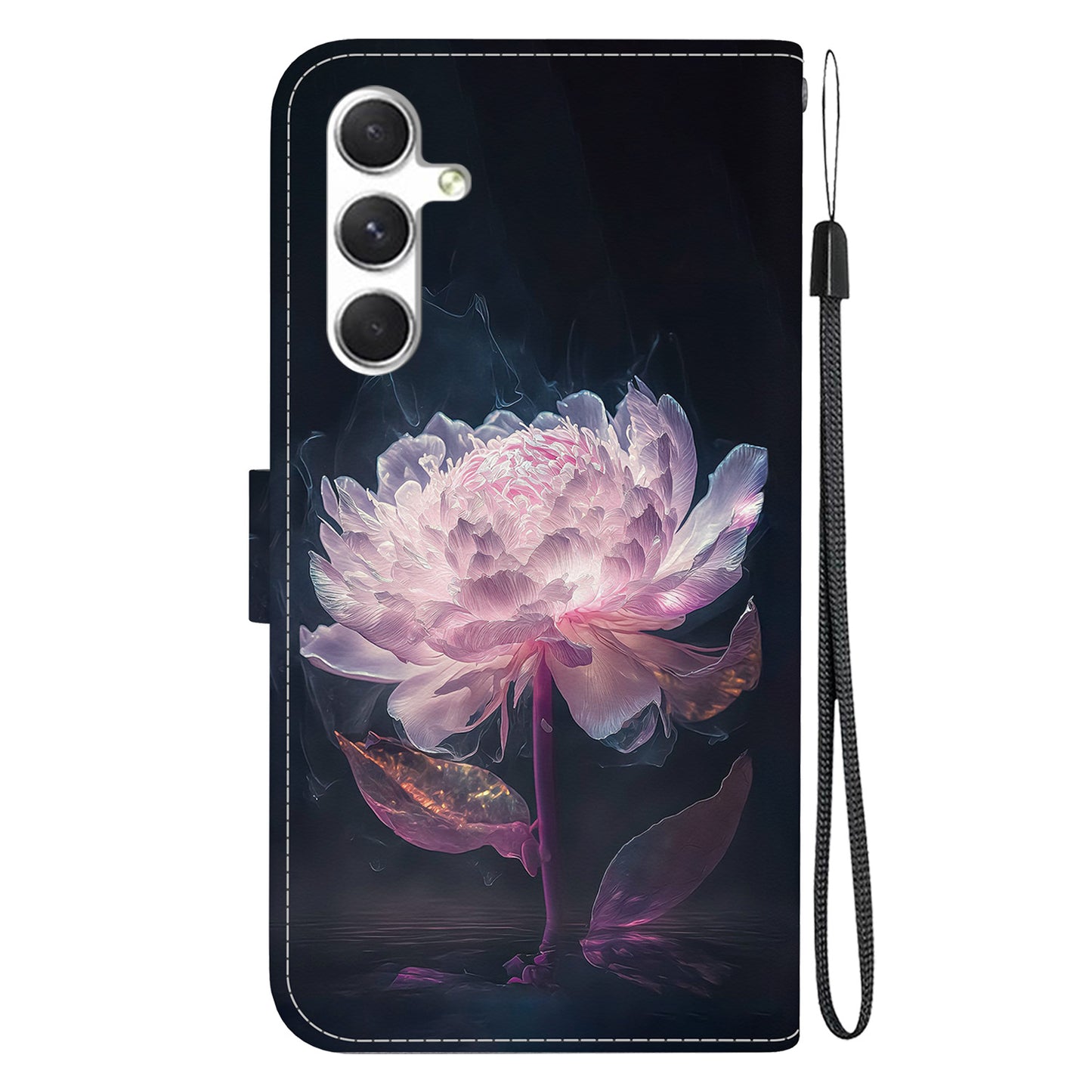 For Samsung Galaxy S24 Case Anti-Drop 3D Pattern PU Leather Phone Cover - Purple Peony