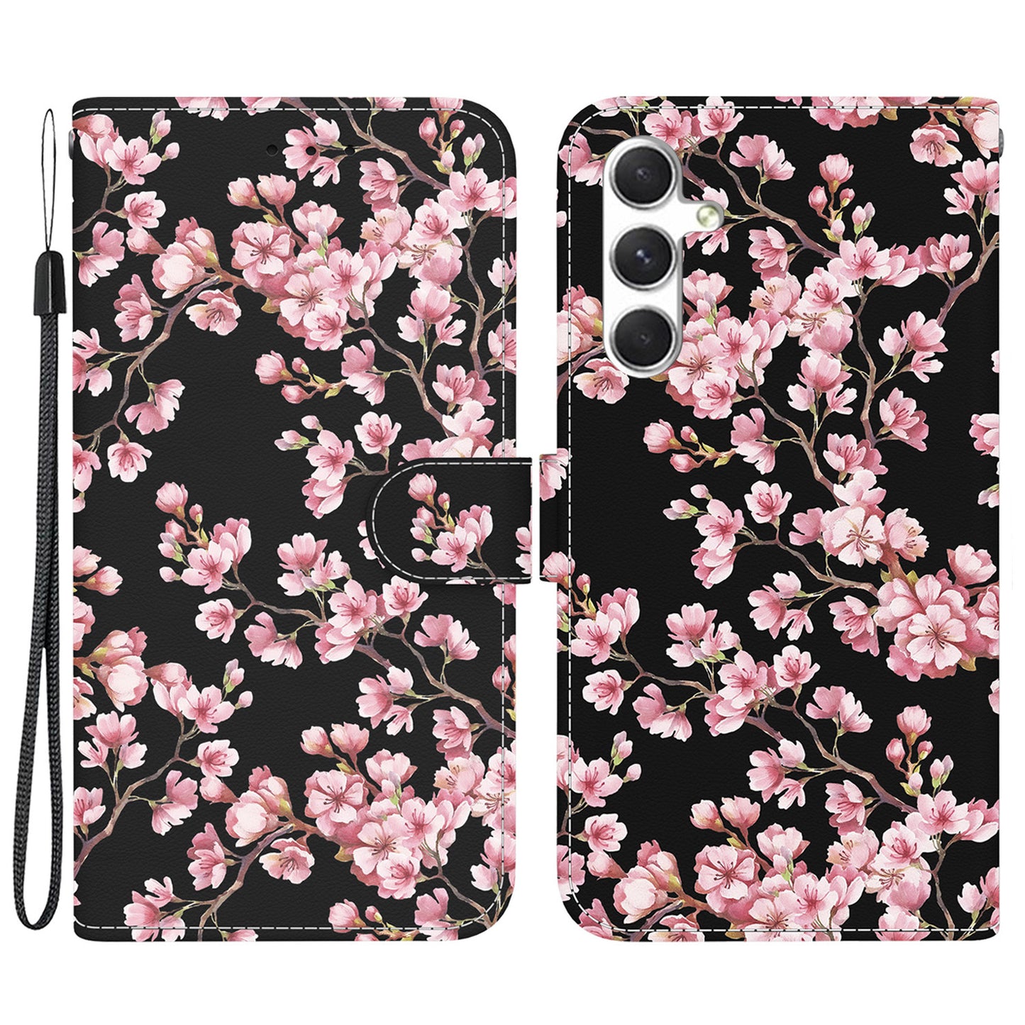 For Samsung Galaxy S24 Case Anti-Drop 3D Pattern PU Leather Phone Cover - Plum Blossom
