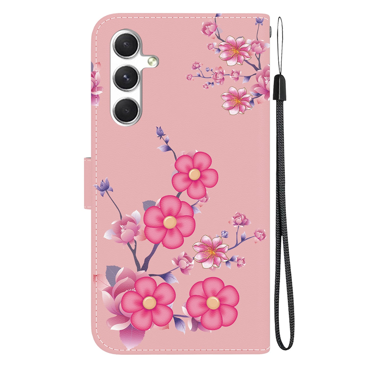 For Samsung Galaxy S24 Case Anti-Drop 3D Pattern PU Leather Phone Cover - Sakura