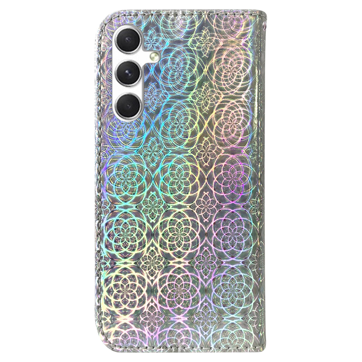 For Samsung Galaxy S24 Case Book Style Dazzling Flower Pattern Cover with Wallet - Grey