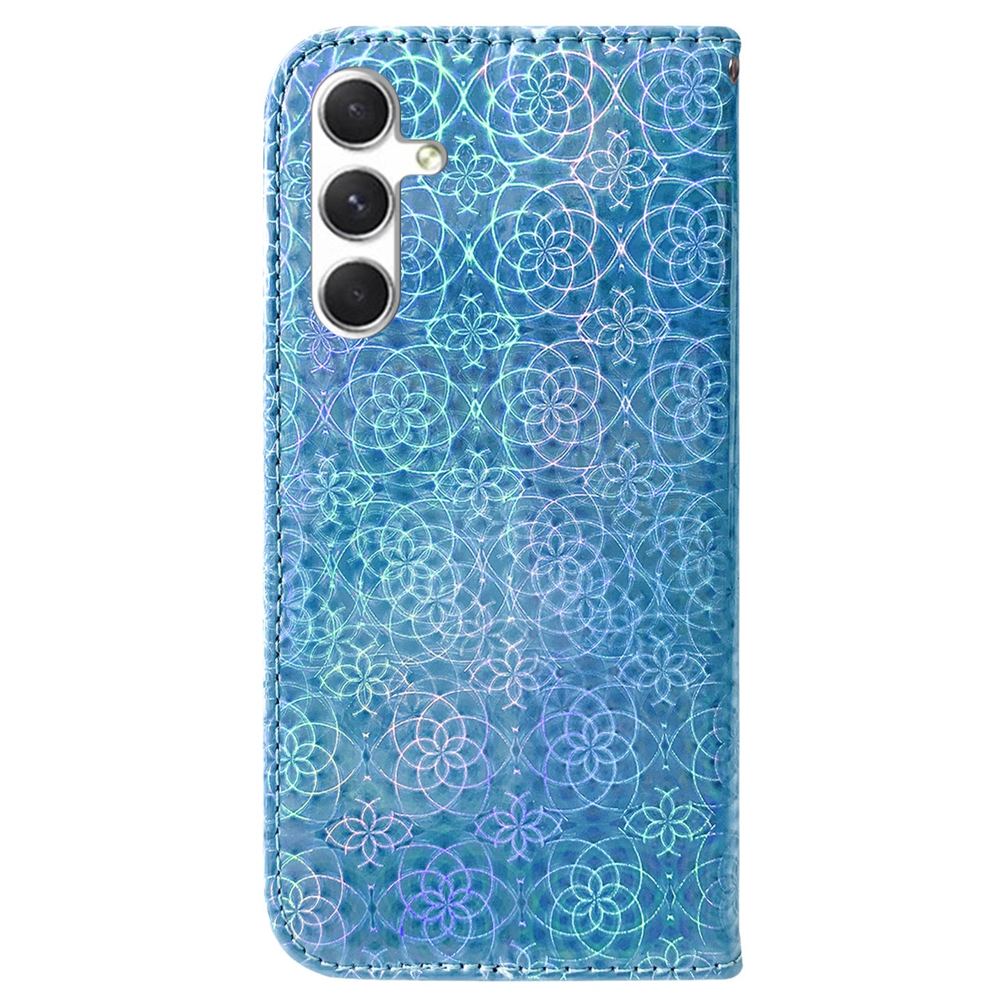 For Samsung Galaxy S24 Case Book Style Dazzling Flower Pattern Cover with Wallet - Blue