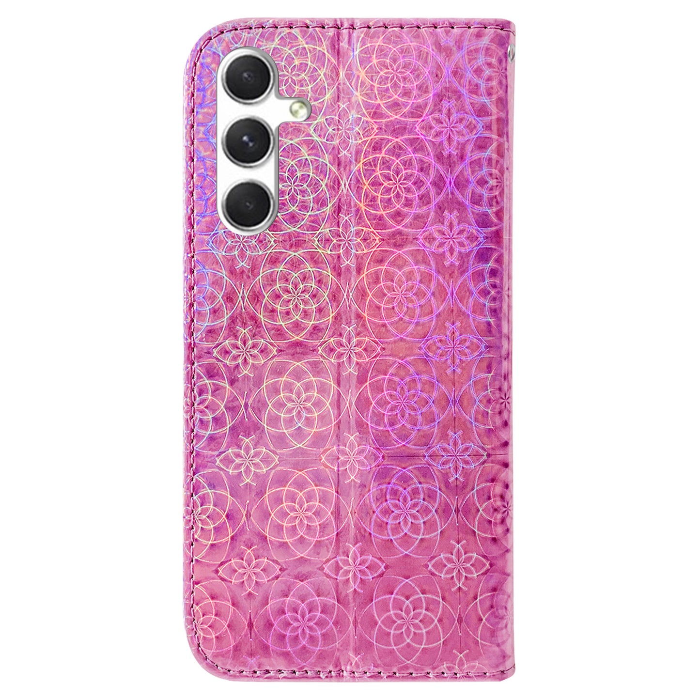 For Samsung Galaxy S24 Case Book Style Dazzling Flower Pattern Cover with Wallet - Pink