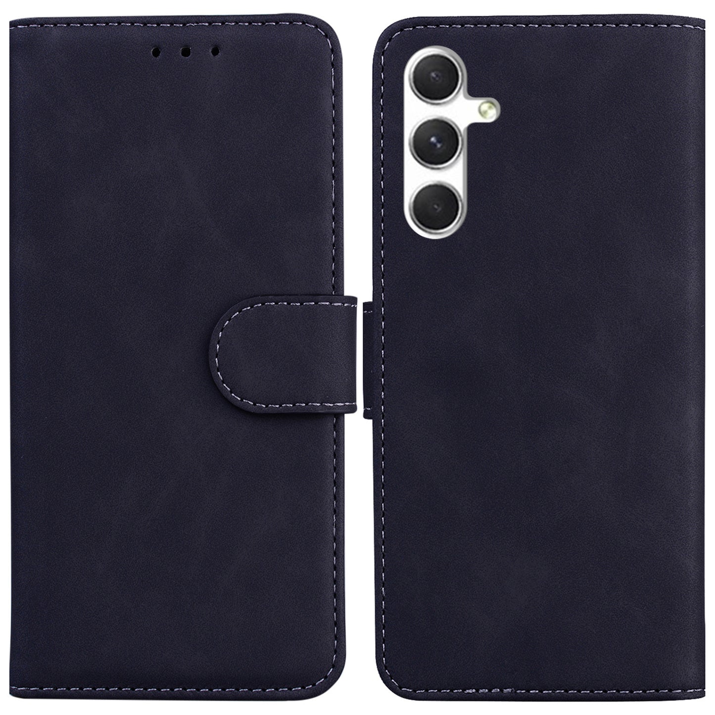 Phone Case for Samsung Galaxy S24+ PU Leather Mobile Cover Magnetic Phone Shell Wallet - Black
