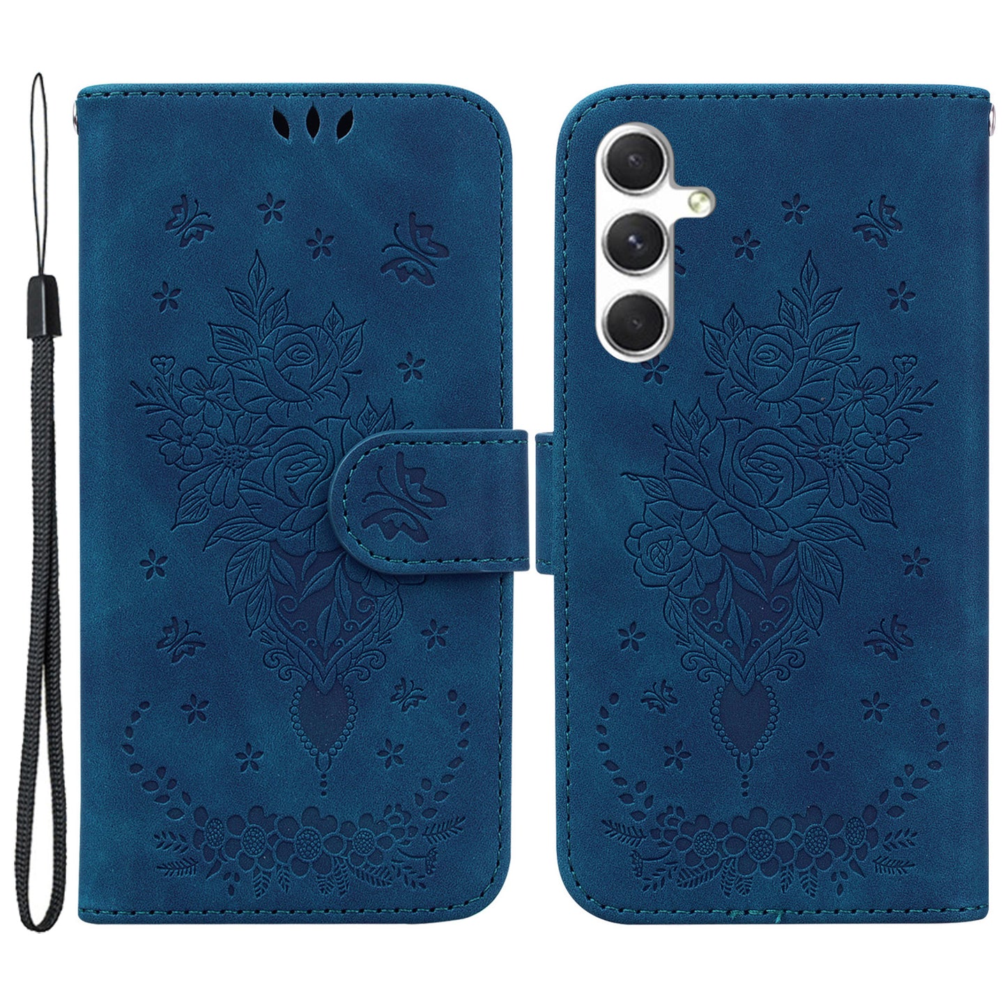 For Samsung Galaxy S24 Case Slim-Fit PU Leather Phone Protective Cover - Blue
