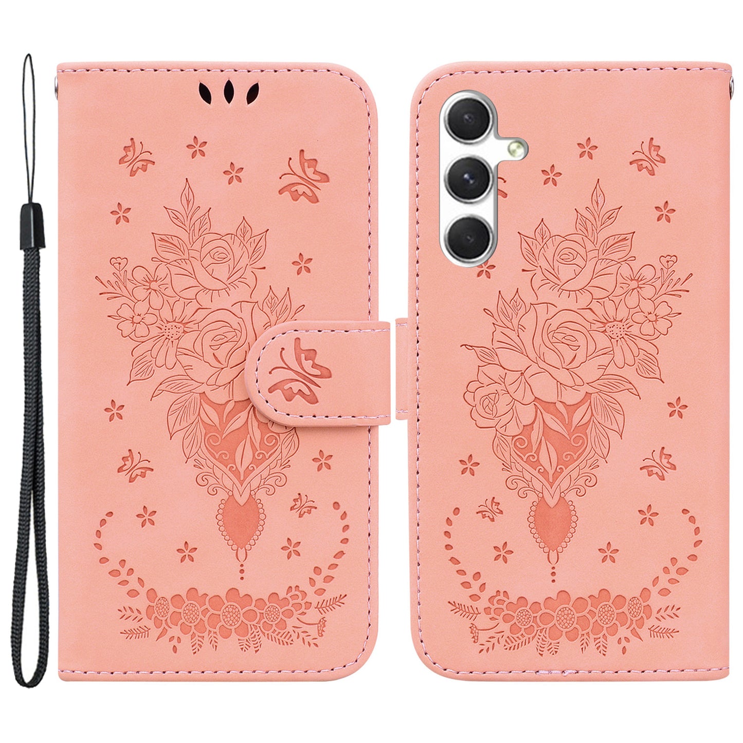 For Samsung Galaxy S24 Case Slim-Fit PU Leather Phone Protective Cover - Pink