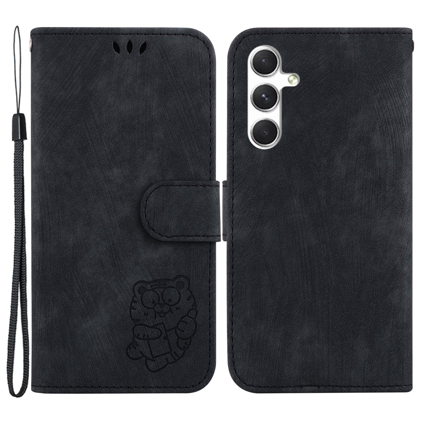 For Samsung Galaxy S24+ Case Imprinted Design PU Leather Phone Cover Magnetic Wallet - Black