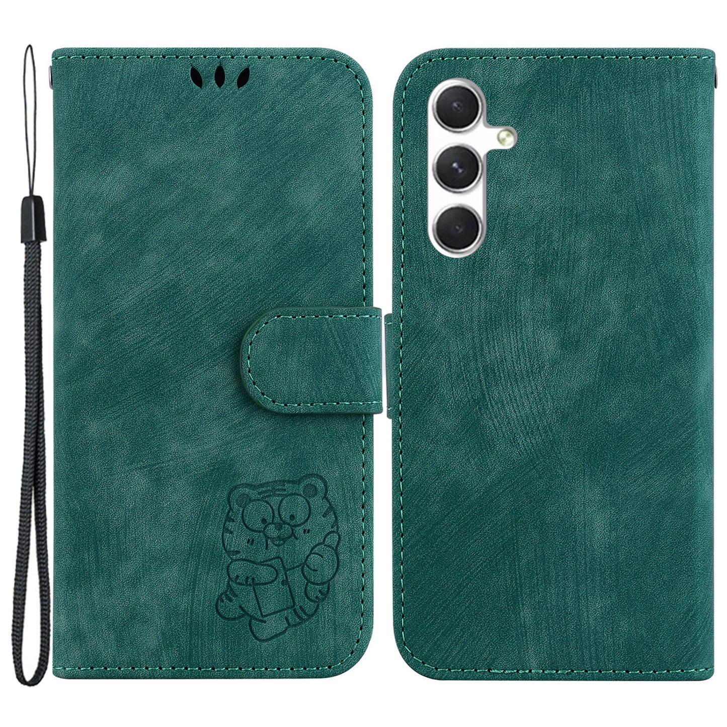 For Samsung Galaxy S24+ Case Imprinted Design PU Leather Phone Cover Magnetic Wallet - Green