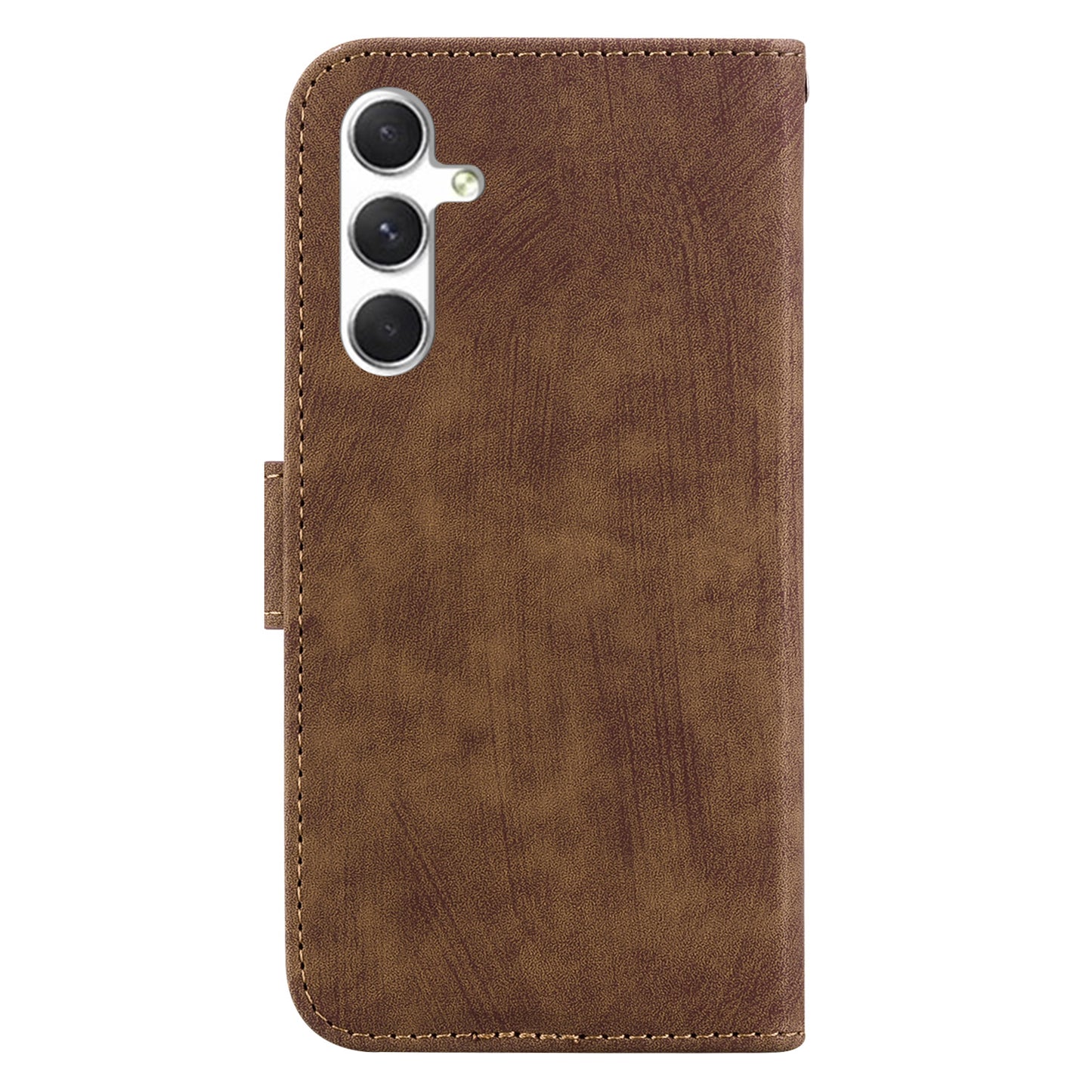 For Samsung Galaxy S24+ Case Imprinted Design PU Leather Phone Cover Magnetic Wallet - Brown