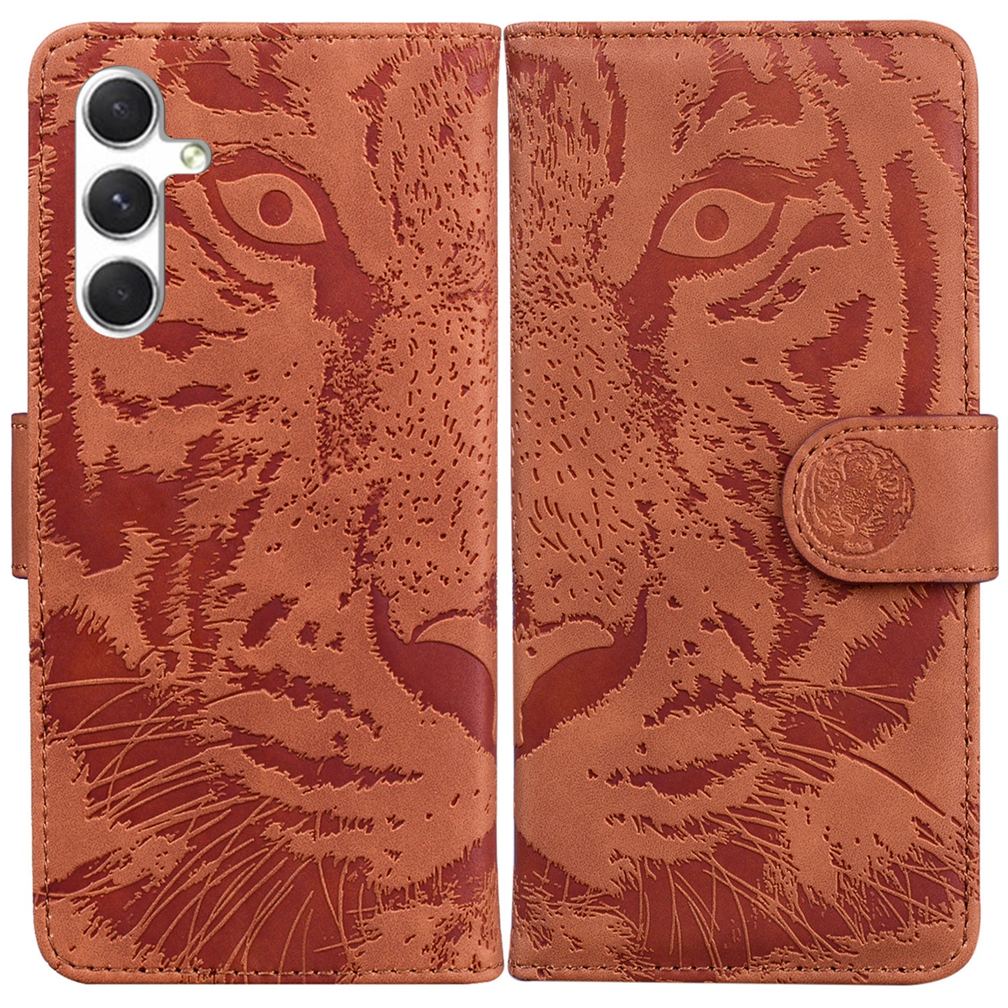 For Samsung Galaxy S24+ Case Shockproof Phone Shell Wallet Magnetic Mobile Phone Cover - Brown