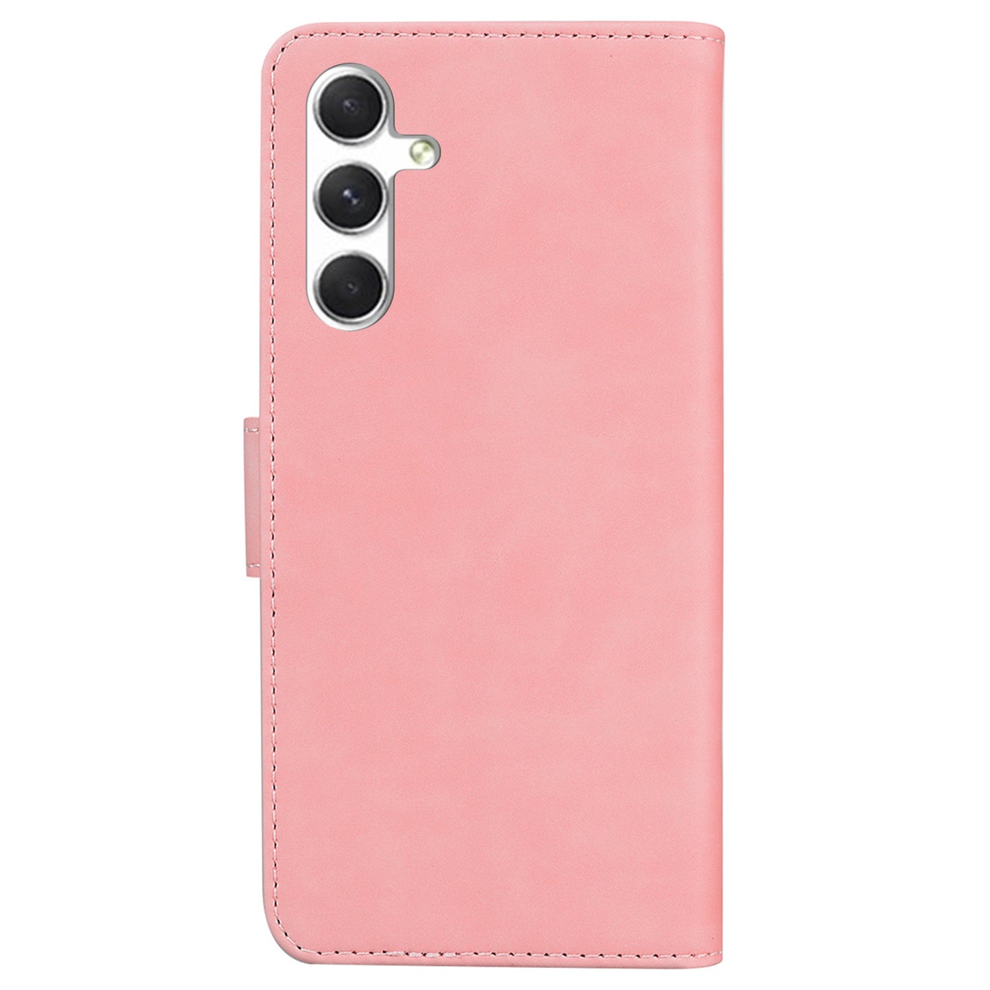 For Samsung Galaxy S24 Case Phone Shell Wallet Solid Color PU Leather Mobile Phone Cover - Pink