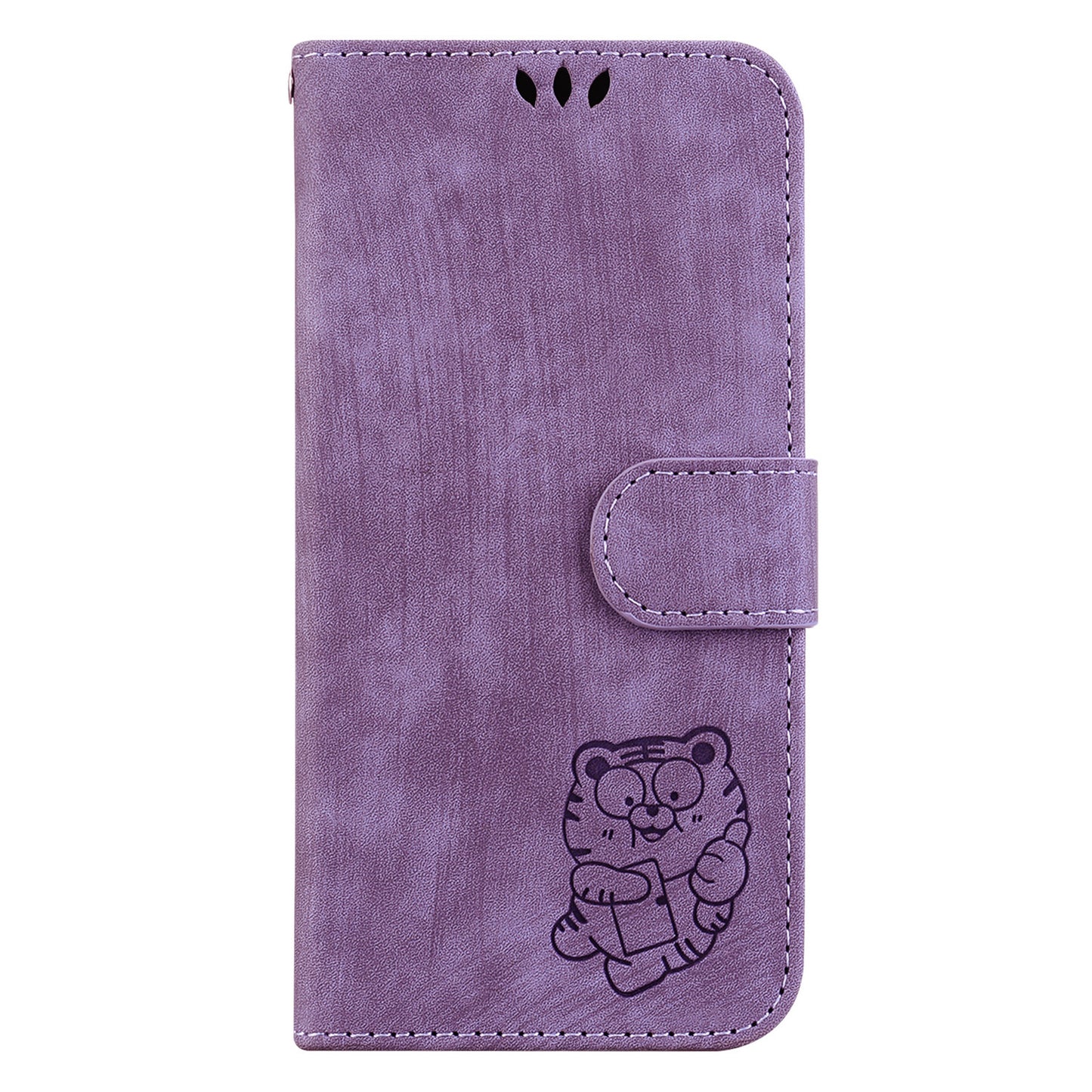 For Samsung Galaxy S24 Case Cell Phone Cover Lovely Tiger Imprint PU Leather Flip Design Wallet - Purple