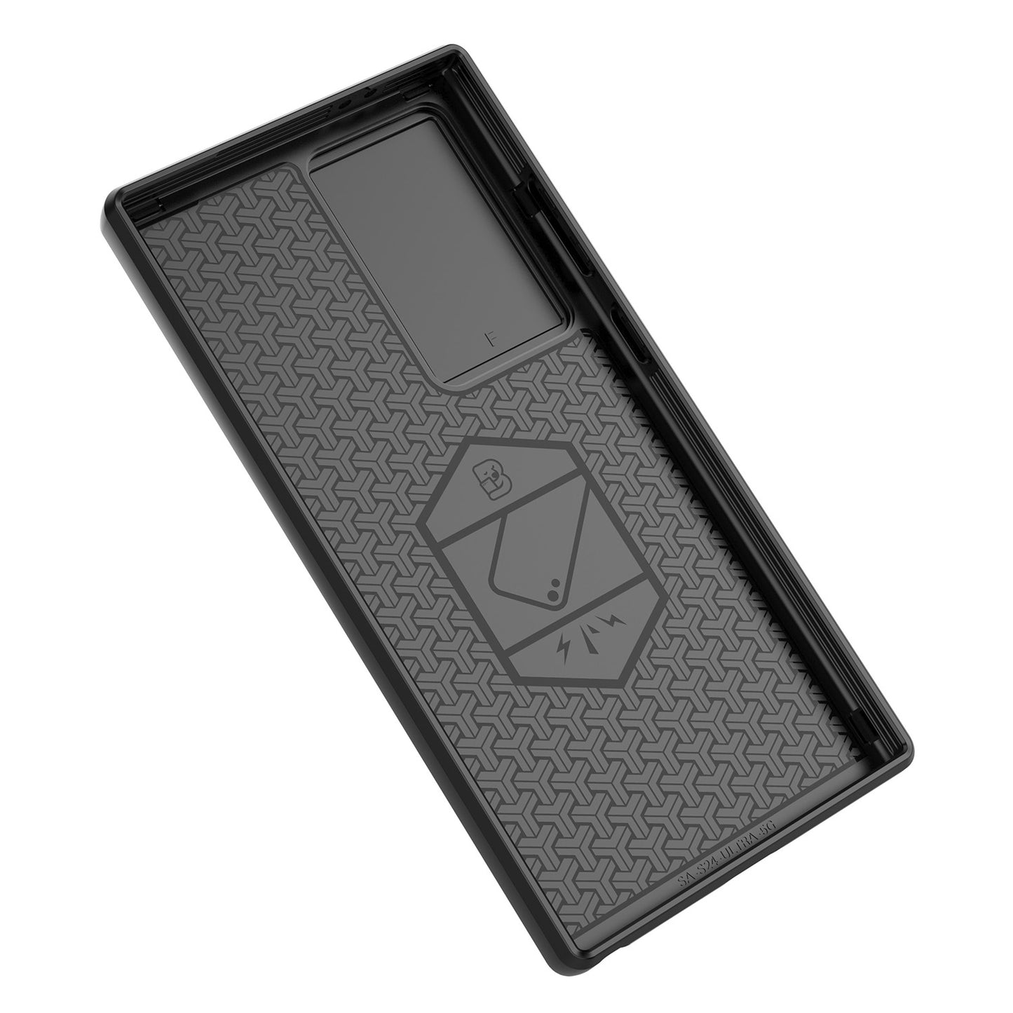 For Samsung Galaxy S24 Ultra Case Anti-Drop PC+TPU Kickstand Cover with Slide Lens Protection - Black