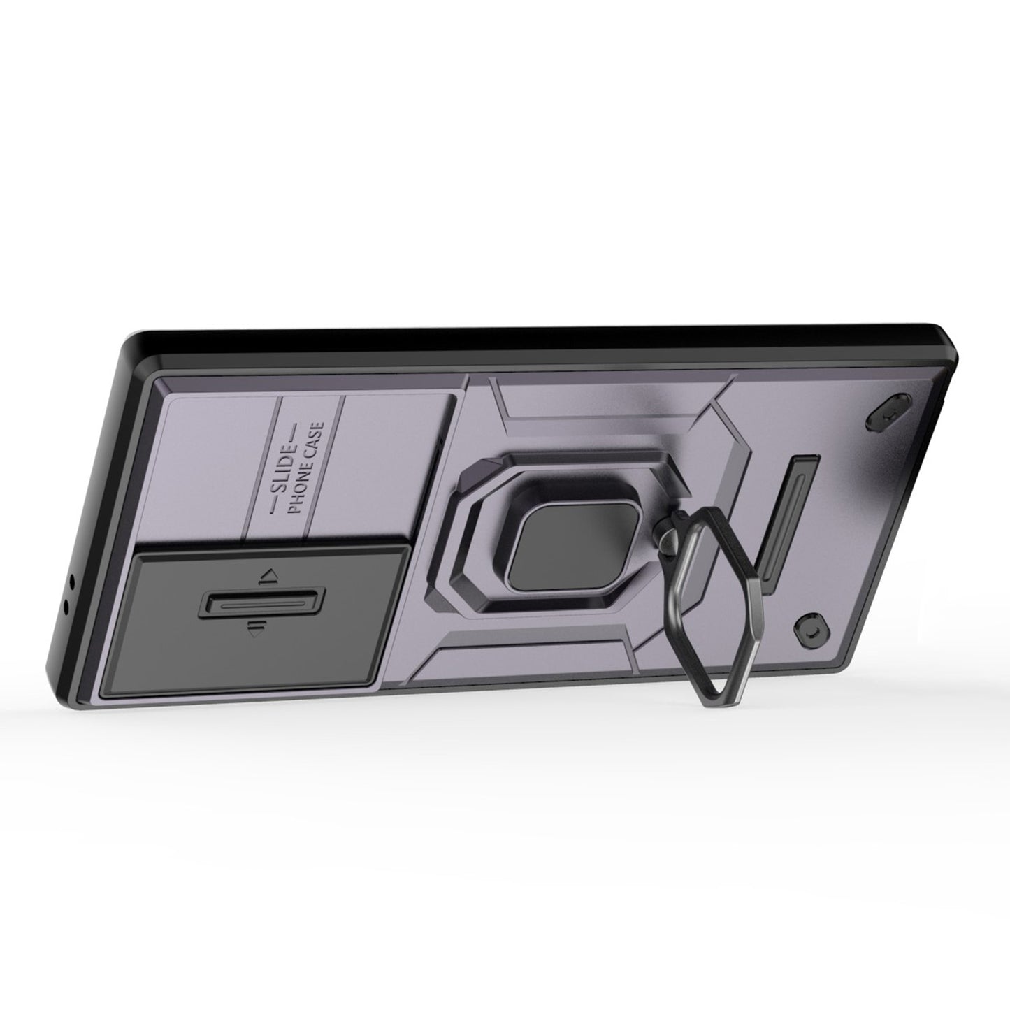 For Samsung Galaxy S24 Ultra Case Anti-Drop PC+TPU Kickstand Cover with Slide Lens Protection - Purple
