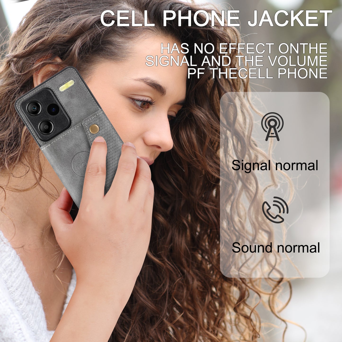 For Xiaomi Redmi Note 13 Pro+ 5G Case Kickstand Leather Coated TPU Phone Cover with Card Holder - Grey