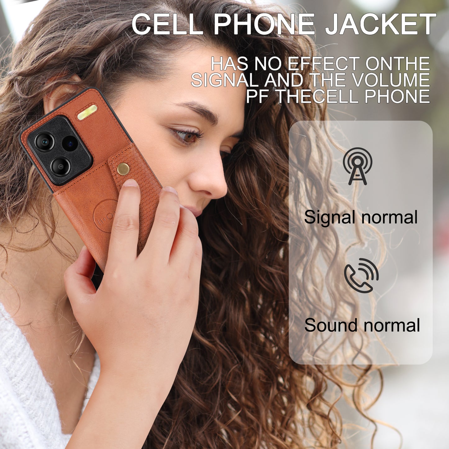 For Xiaomi Redmi Note 13 Pro+ 5G Case Kickstand Leather Coated TPU Phone Cover with Card Holder - Light Brown