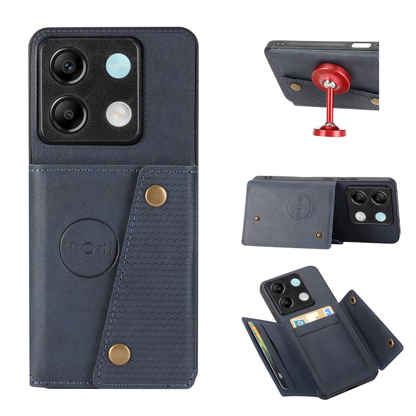 For Xiaomi Redmi Note 13 Pro 5G / Poco X6 5G Case PU Leather+TPU Phone Cover with Card Holder - Blue