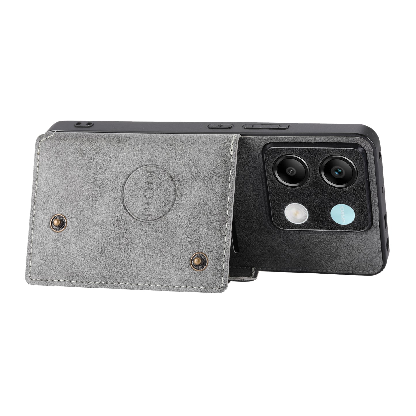 For Xiaomi Redmi Note 13 Pro 5G / Poco X6 5G Case PU Leather+TPU Phone Cover with Card Holder - Grey