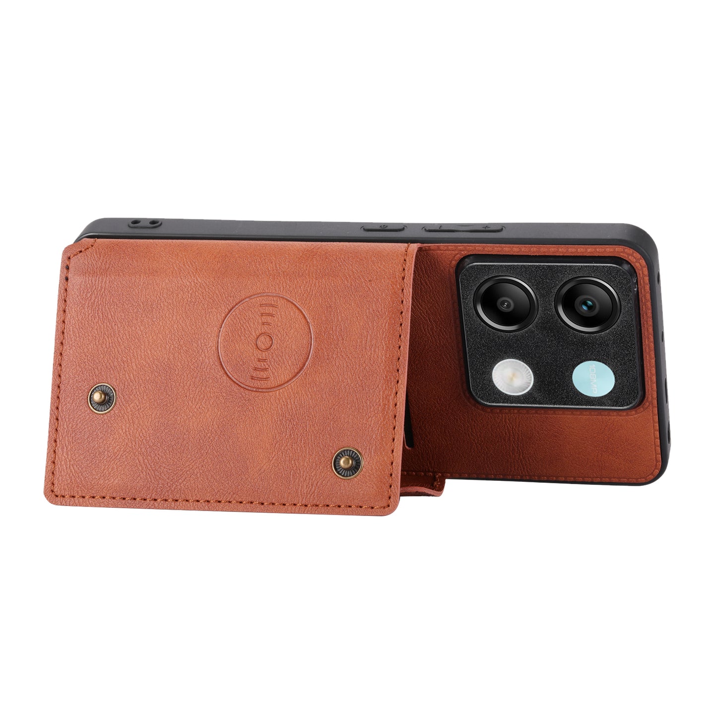 For Xiaomi Redmi Note 13 Pro 5G / Poco X6 5G Case PU Leather+TPU Phone Cover with Card Holder - Light Brown