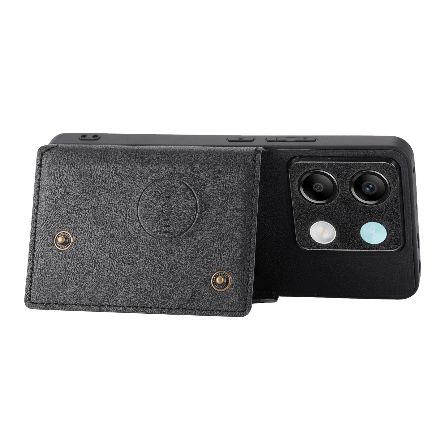 For Xiaomi Redmi Note 13 Pro 5G / Poco X6 5G Case PU Leather+TPU Phone Cover with Card Holder - Black