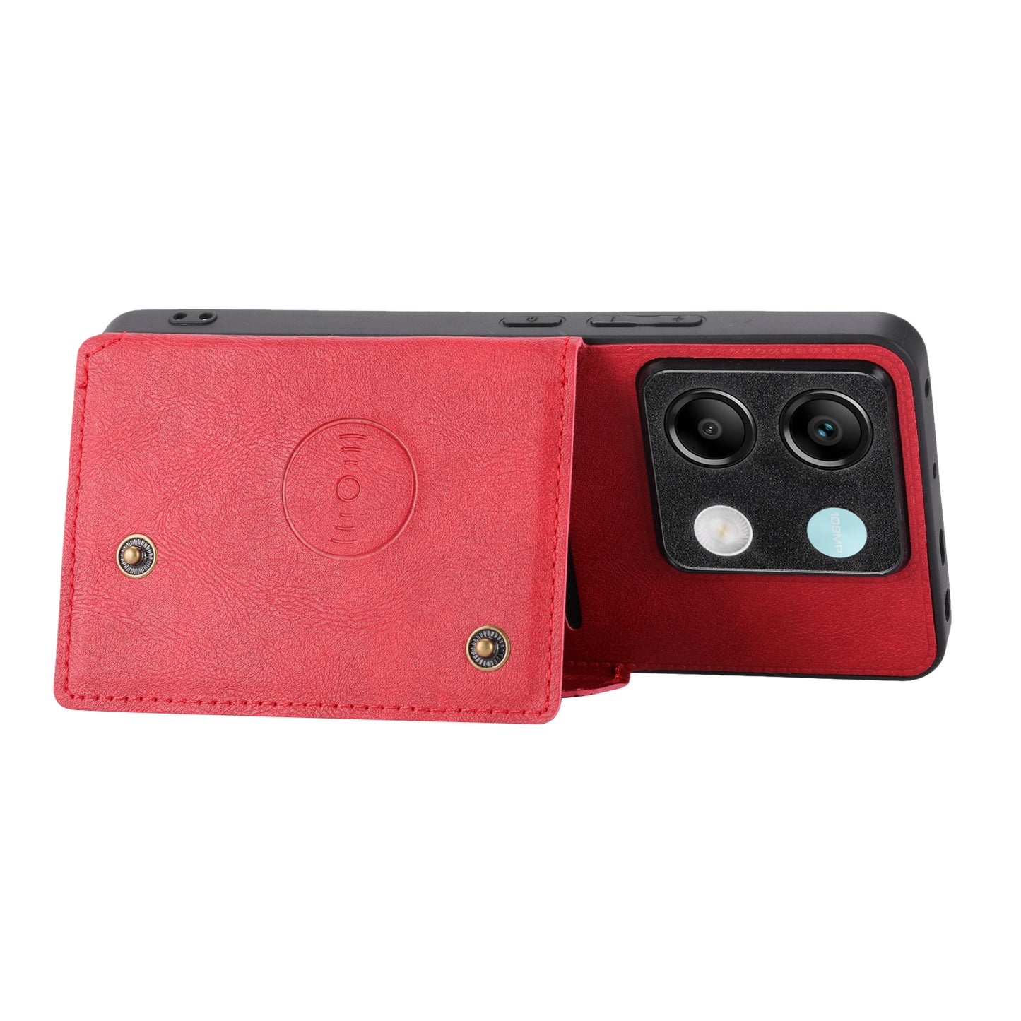 For Xiaomi Redmi Note 13 Pro 5G / Poco X6 5G Case PU Leather+TPU Phone Cover with Card Holder - Red