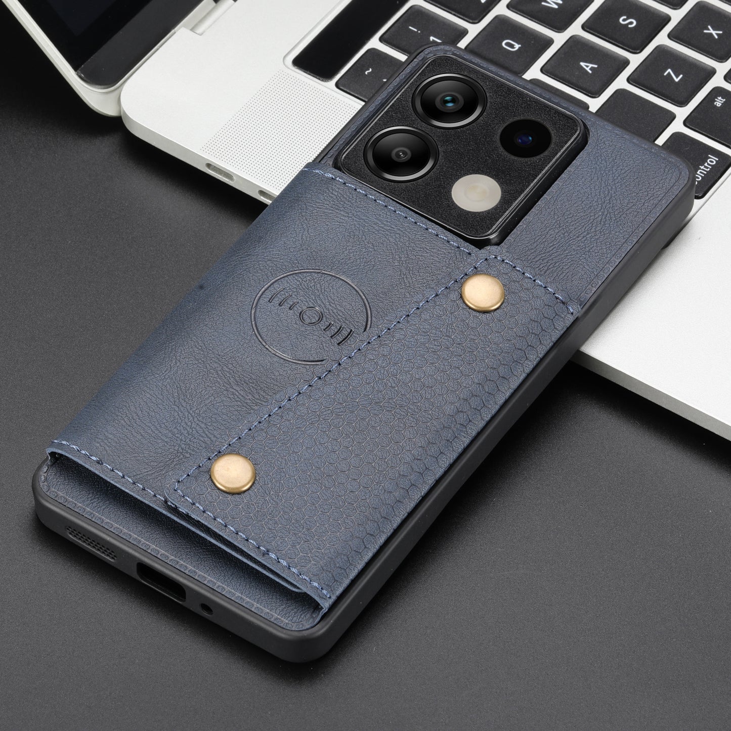 For Xiaomi Redmi Note 13 5G Case PU Leather+TPU Anti-fall Phone Cover with Card Holder - Blue