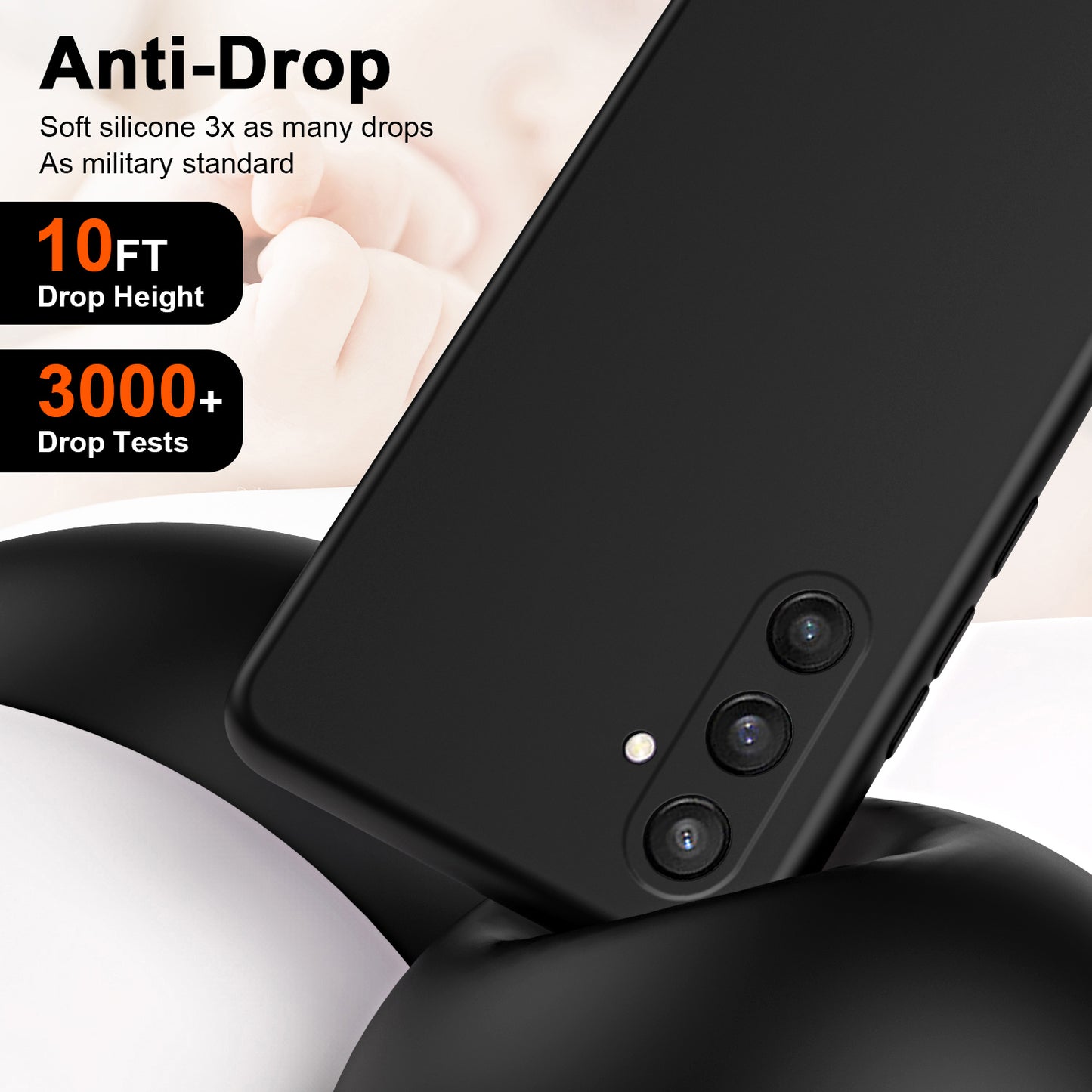 For Samsung Galaxy S24+ Case Anti-Drop Rubberized 2.2mm TPU Phone Cover - Black