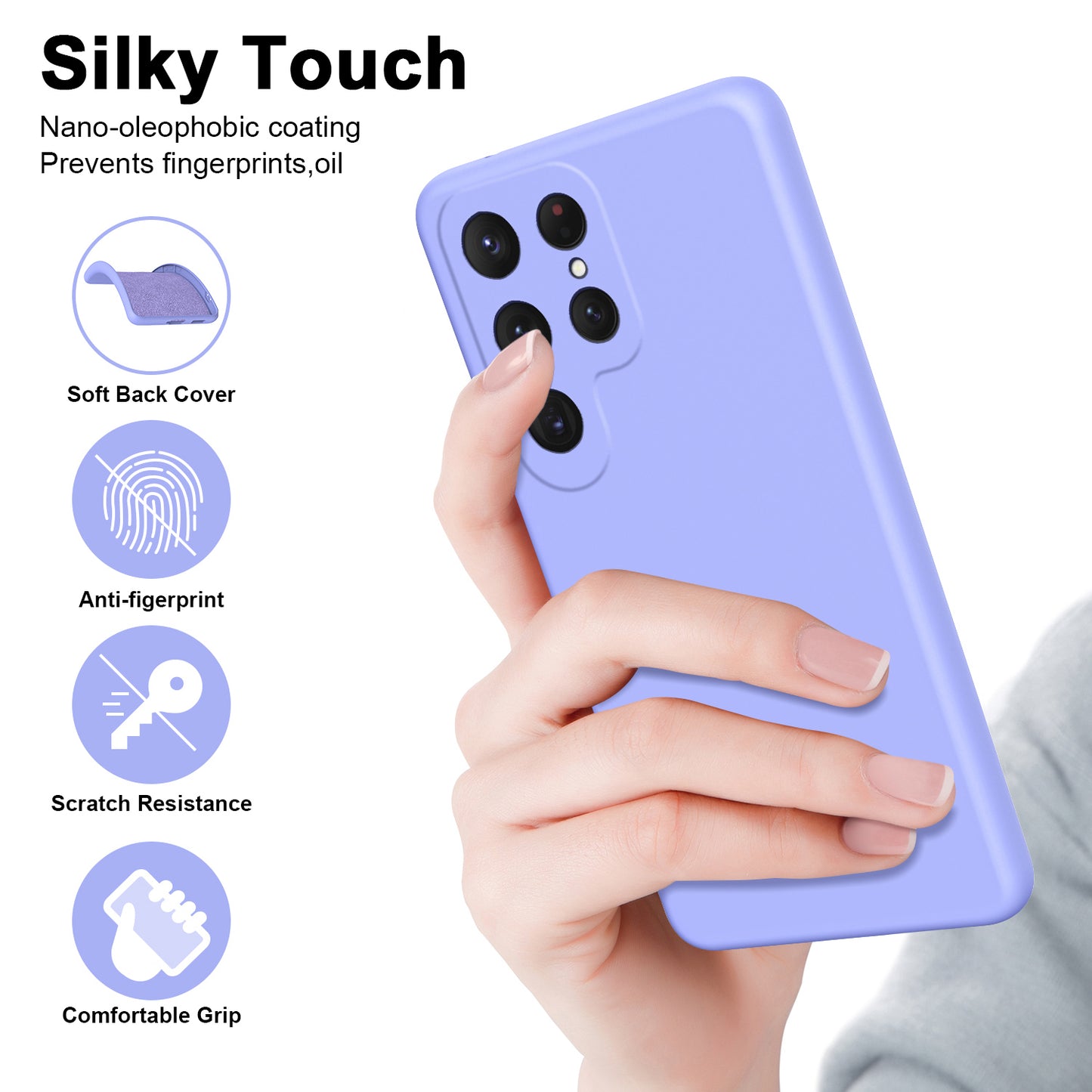 For Samsung Galaxy S24 Ultra Case Anti-Scratch Rubberized 2.2mm TPU Phone Shell - Purple