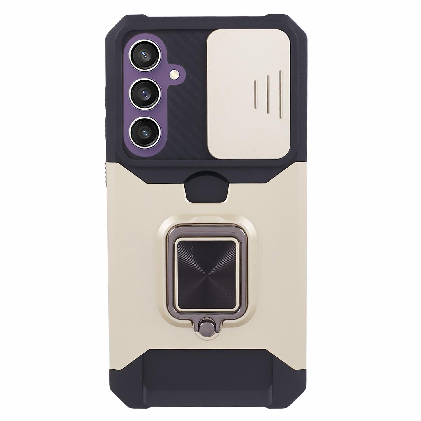 For Samsung Galaxy S24+ Kickstand Cover Camera Protection Phone Case - Gold
