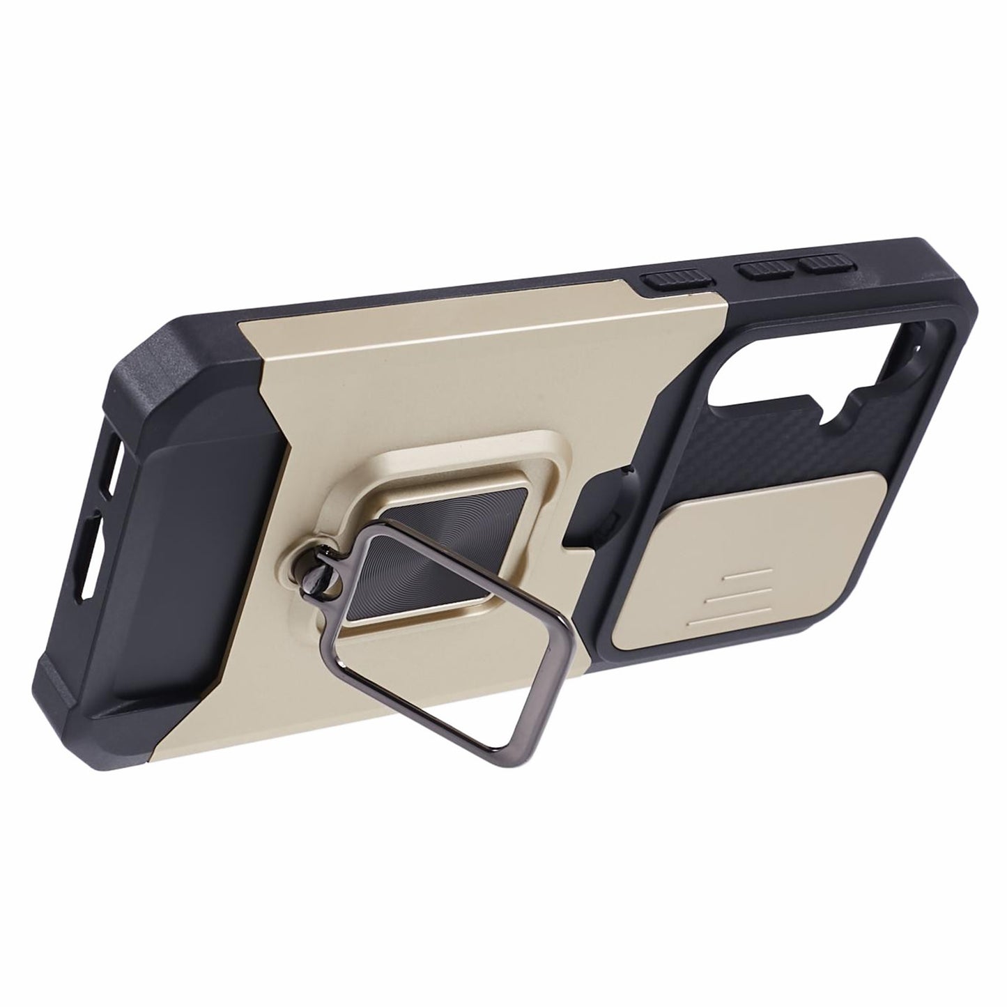 For Samsung Galaxy S24+ Kickstand Cover Camera Protection Phone Case - Gold