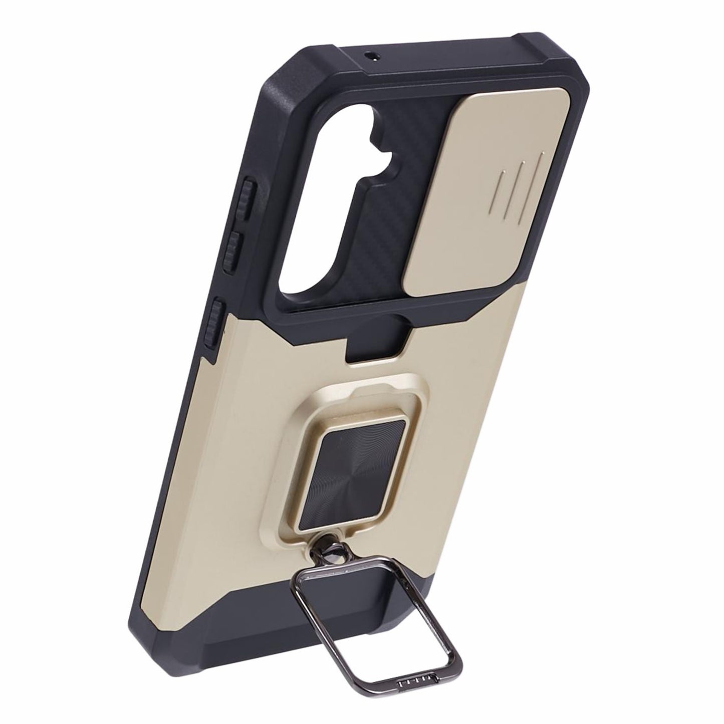 For Samsung Galaxy S24+ Kickstand Cover Camera Protection Phone Case - Gold