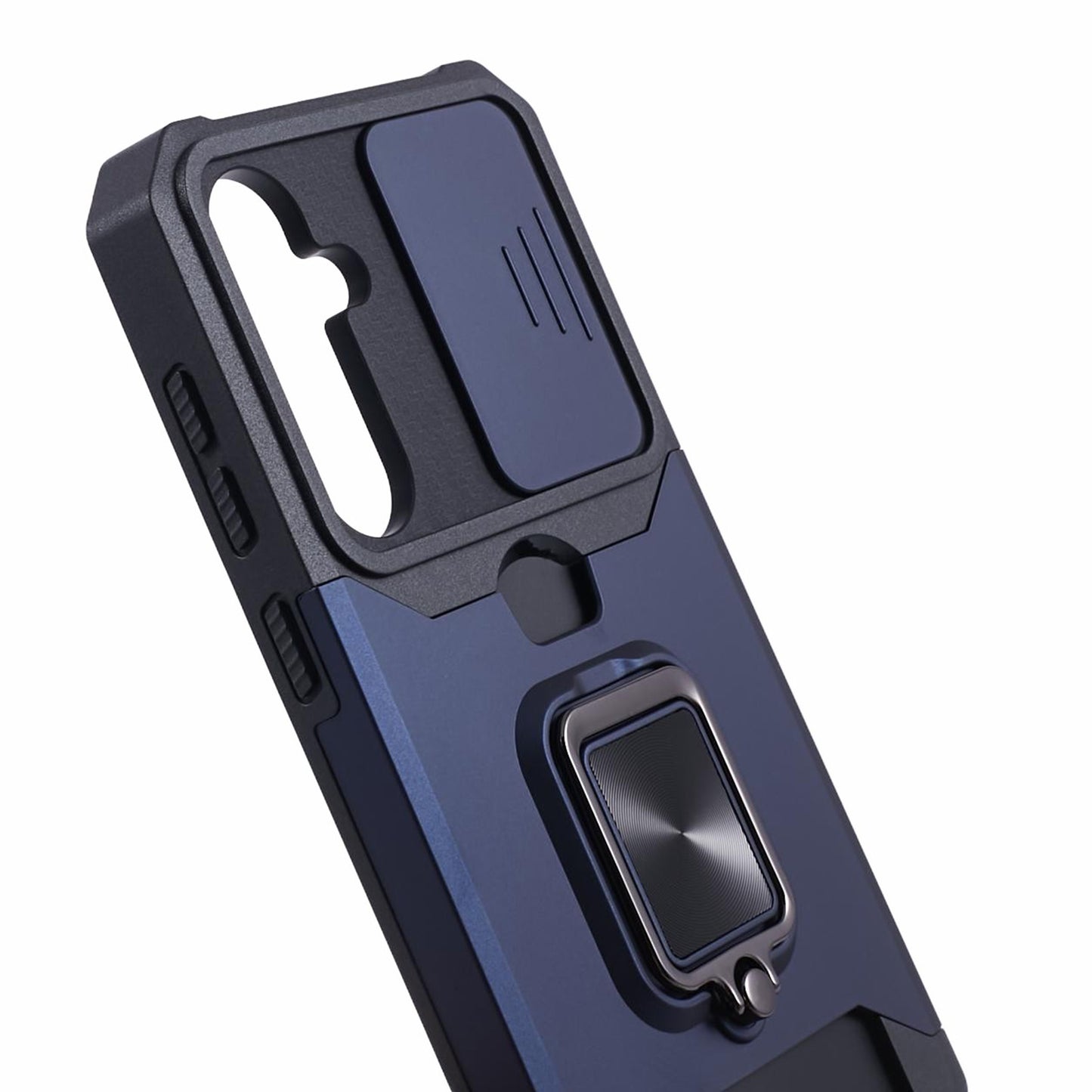 For Samsung Galaxy S24+ Kickstand Cover Camera Protection Phone Case - Navy Blue