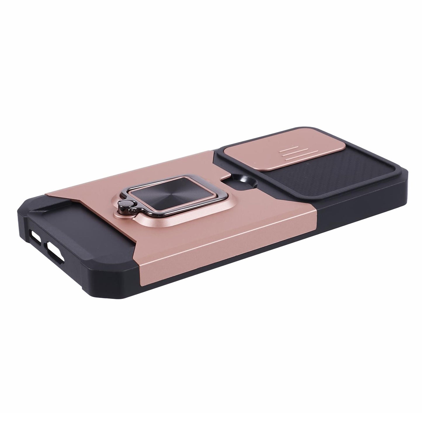 For Samsung Galaxy S24 Case with Slide Camera Cover Kickstand Phone Protector - Rose Gold