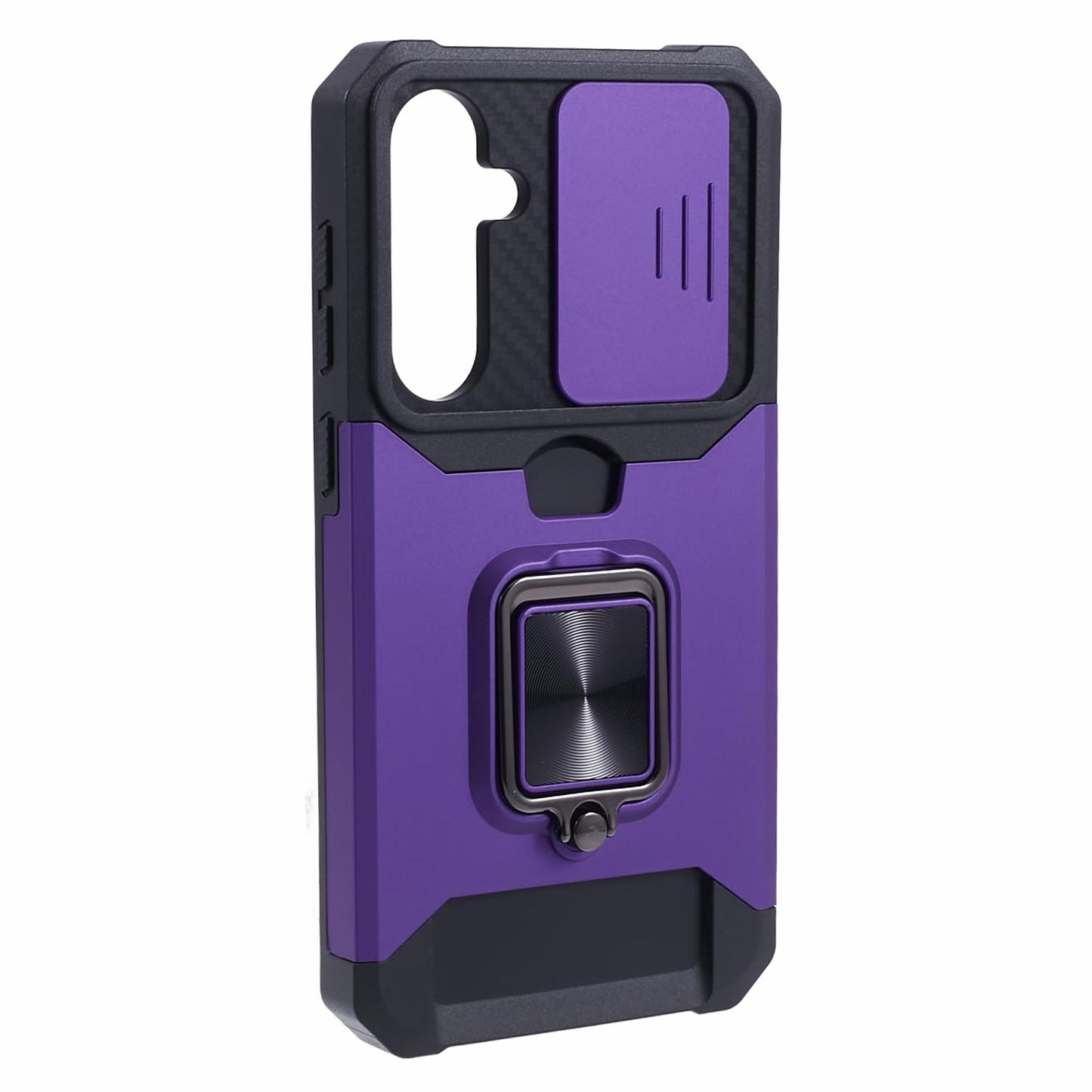 For Samsung Galaxy S24 Case with Slide Camera Cover Kickstand Phone Protector - Purple