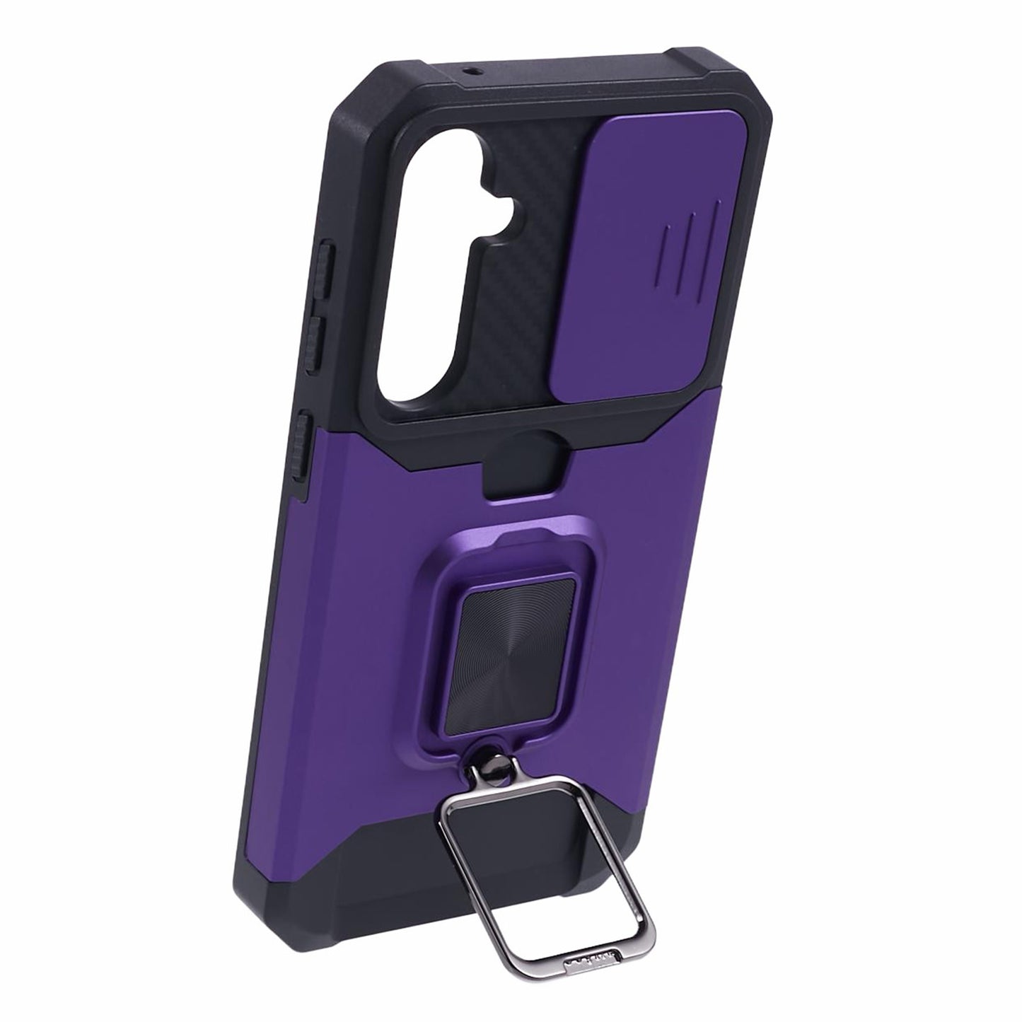 For Samsung Galaxy S24 Case with Slide Camera Cover Kickstand Phone Protector - Purple