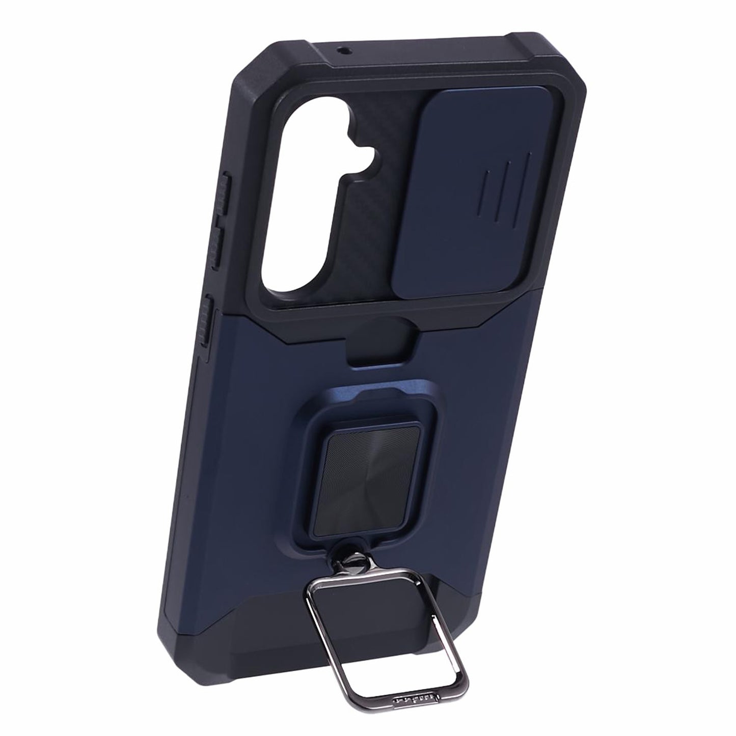 For Samsung Galaxy S24 Case with Slide Camera Cover Kickstand Phone Protector - Navy Blue