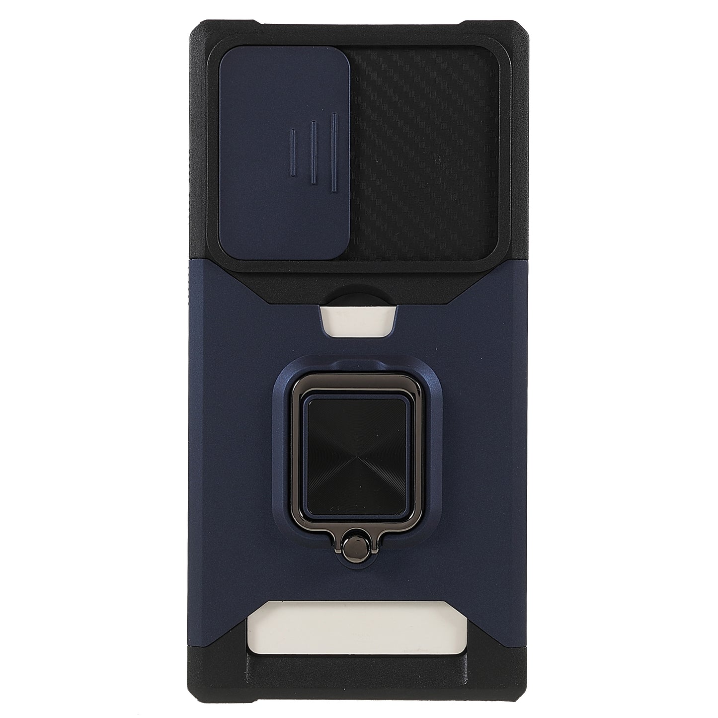For Samsung Galaxy S24 Ultra Phone Case PC+TPU Kickstand Cover with Card Holder - Navy Blue