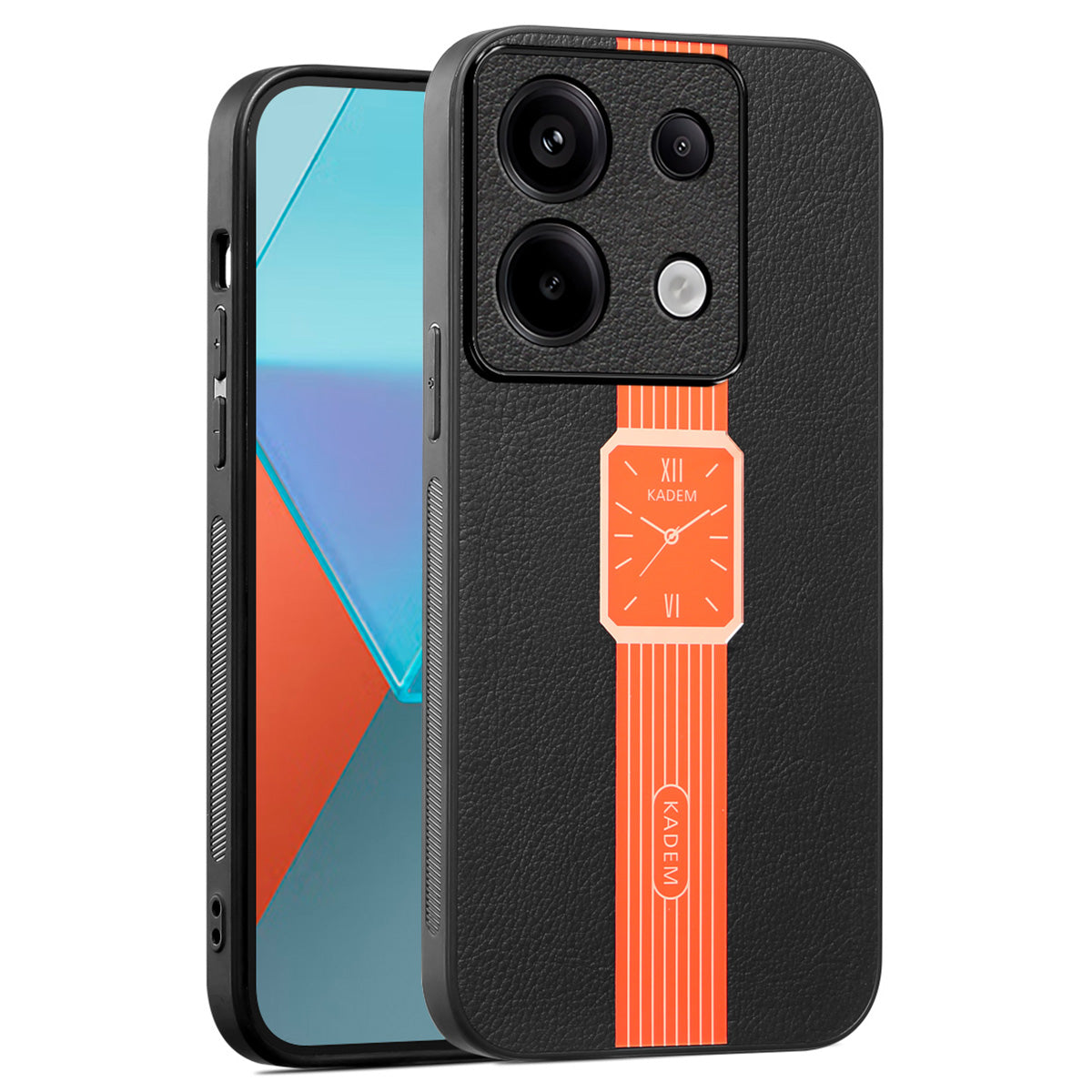 KADEM For Xiaomi Redmi Note 13 5G Cover Electroplating Phone PU Leather+TPU+Acrylic Back Case - Orange