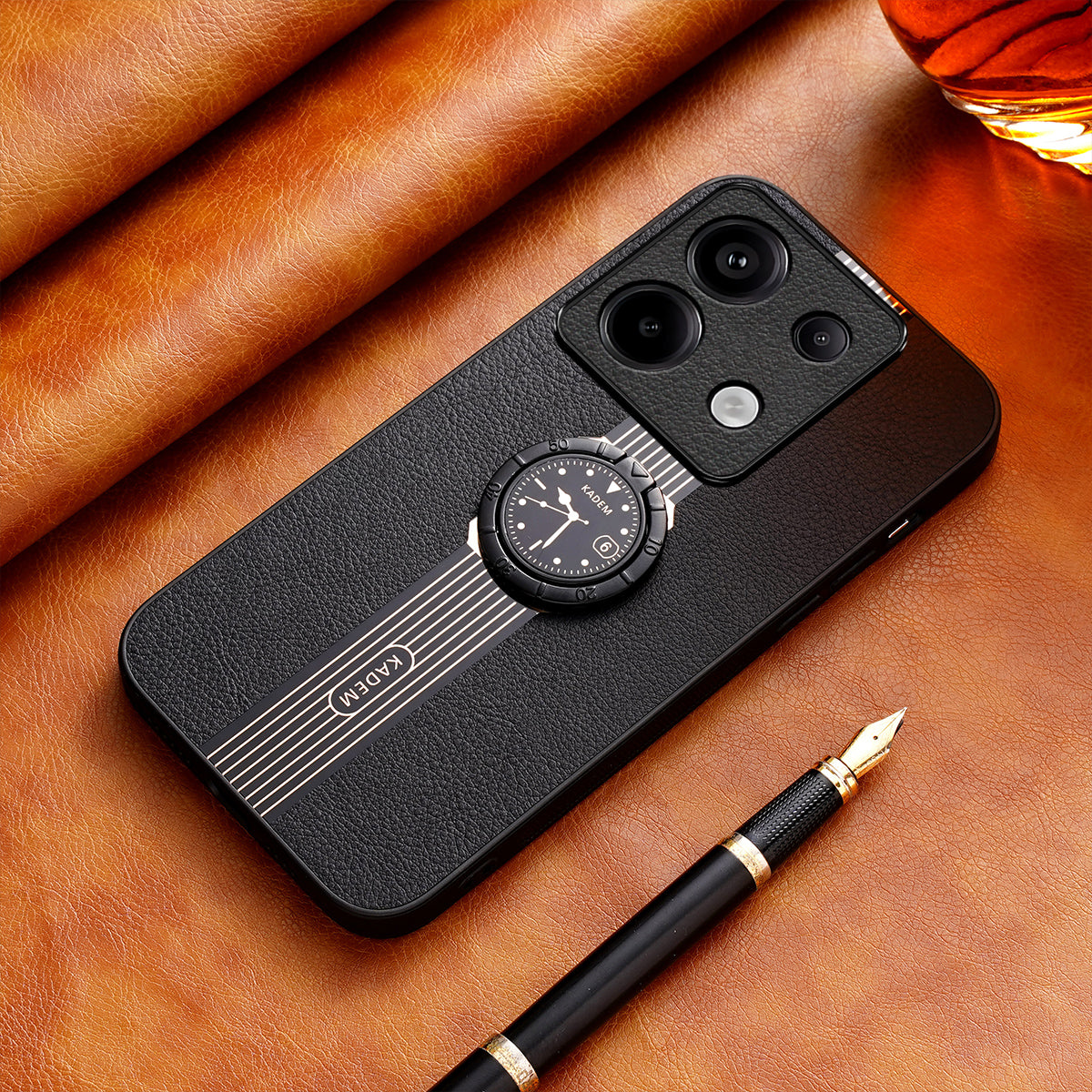 KADEM For Xiaomi Redmi Note 13 Pro 5G / Poco X6 5G Case Anit-Fall Kickstand Electroplating Phone Cover - Black