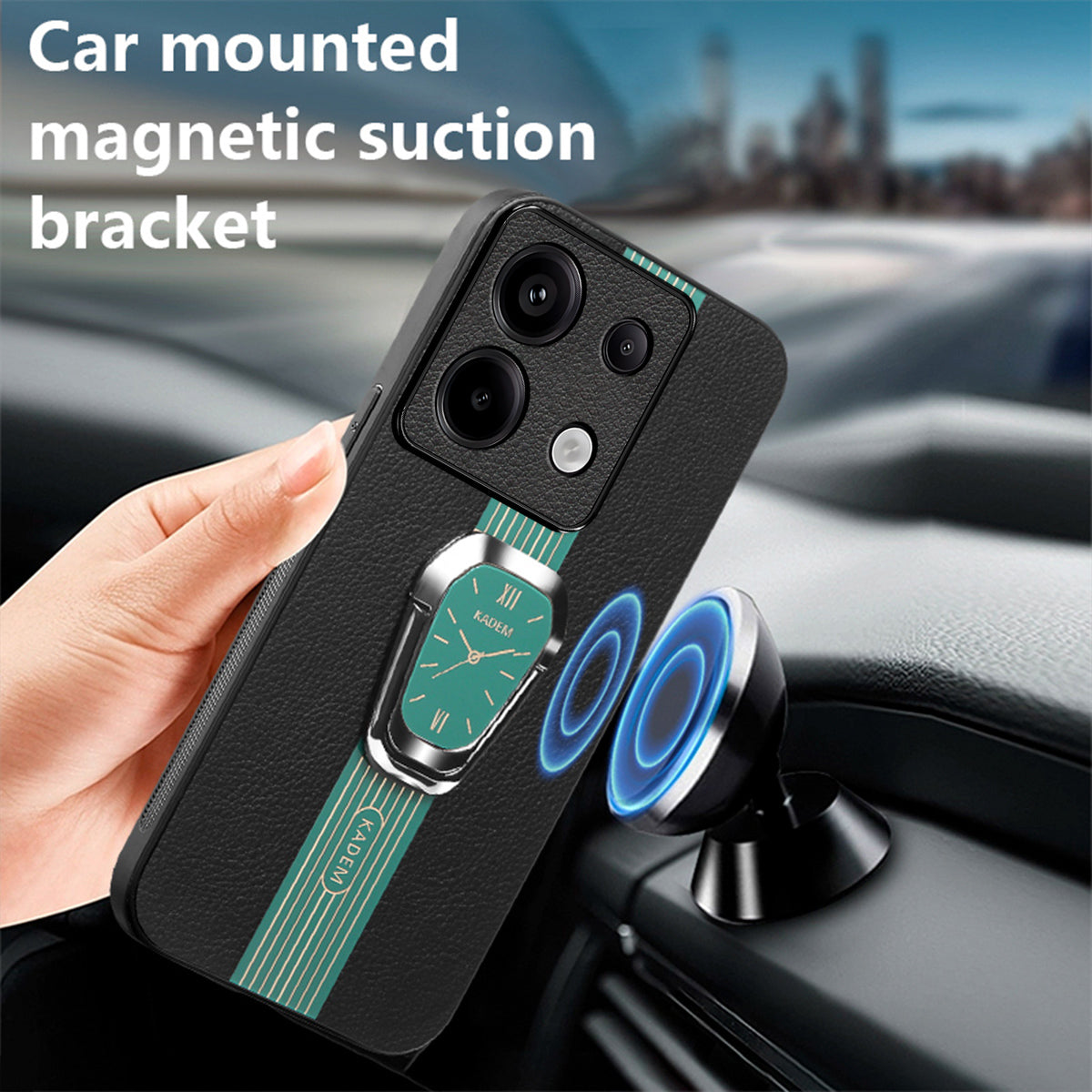 KADEM For Xiaomi Redmi Note 13 Pro 5G / Poco X6 5G Case PU Leather+TPU+Acrylic Smart Phone Cover with Kickstand - Green