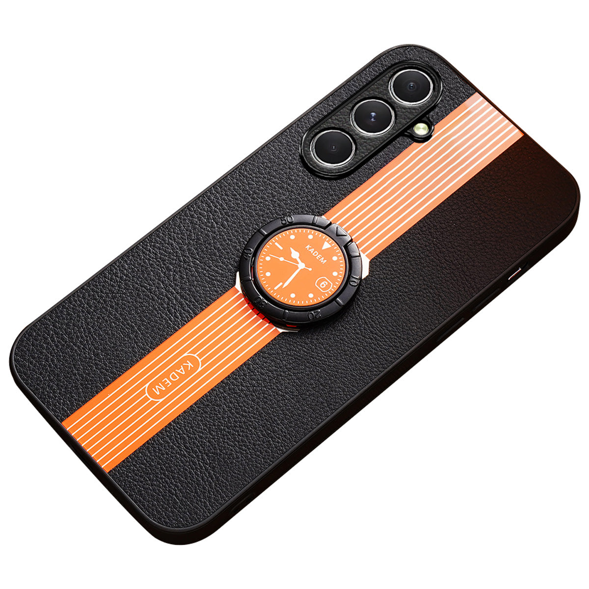 KADEM For Samsung Galaxy S24 Case Watch Pattern Ring Kickstand Anti-drop Phone Cover - Orange